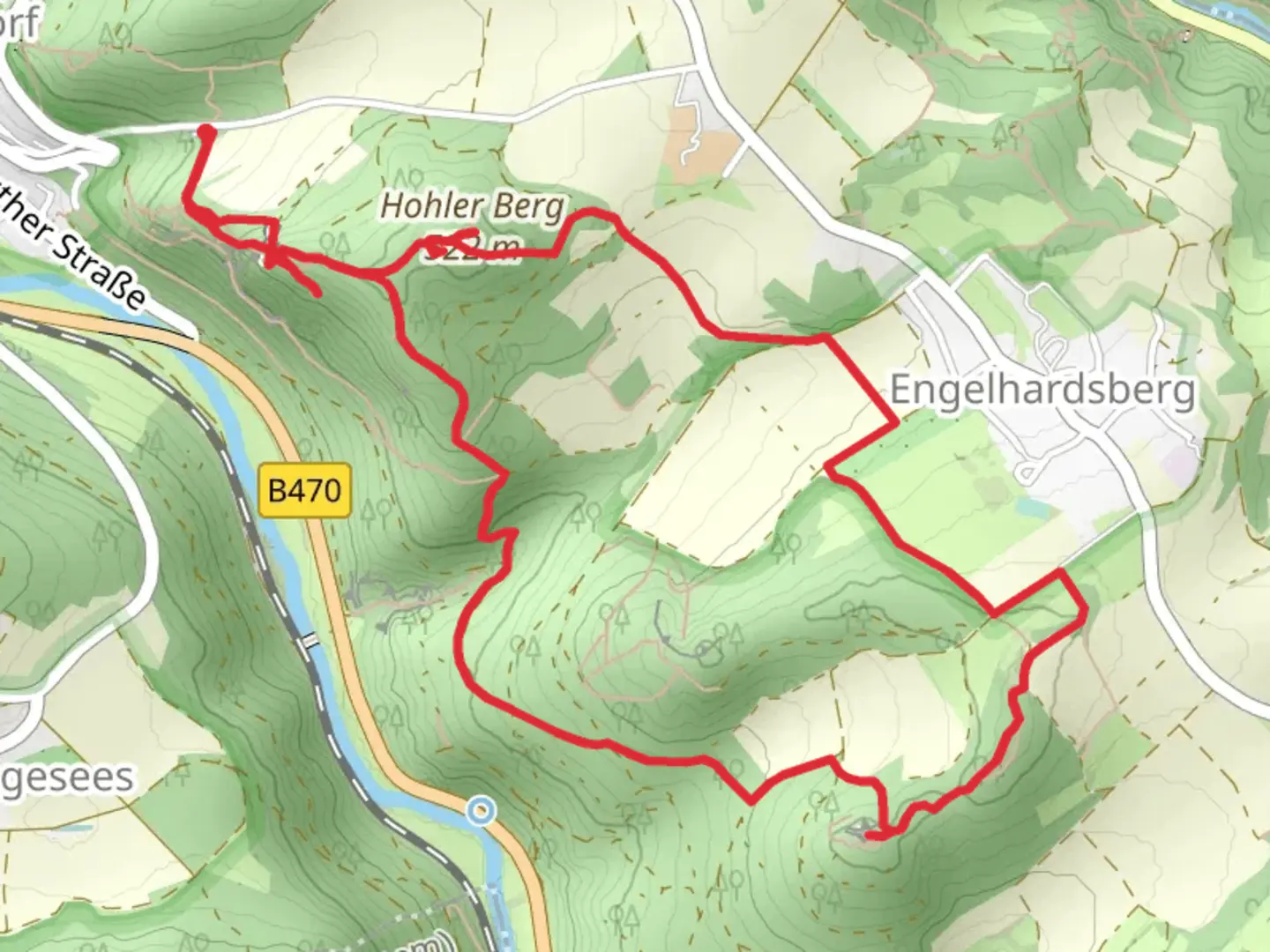 An image depicting the trail Oswaldhöhle, Adlerstein and Hohler Berg Loop via Heinrich Uhl Weg and its surrounding area.