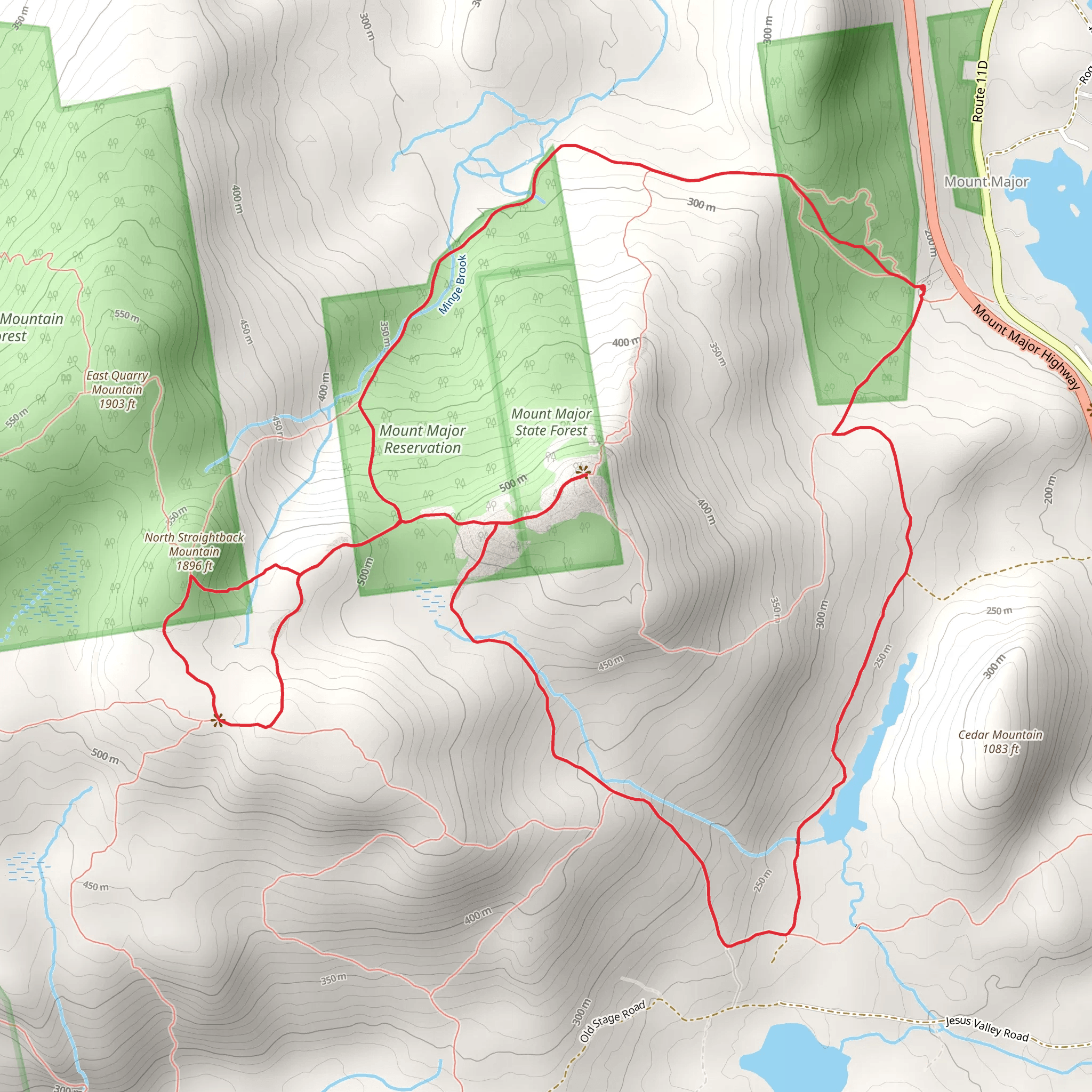 Straightback Mountains and Mount Major Loop Trail mobile static map