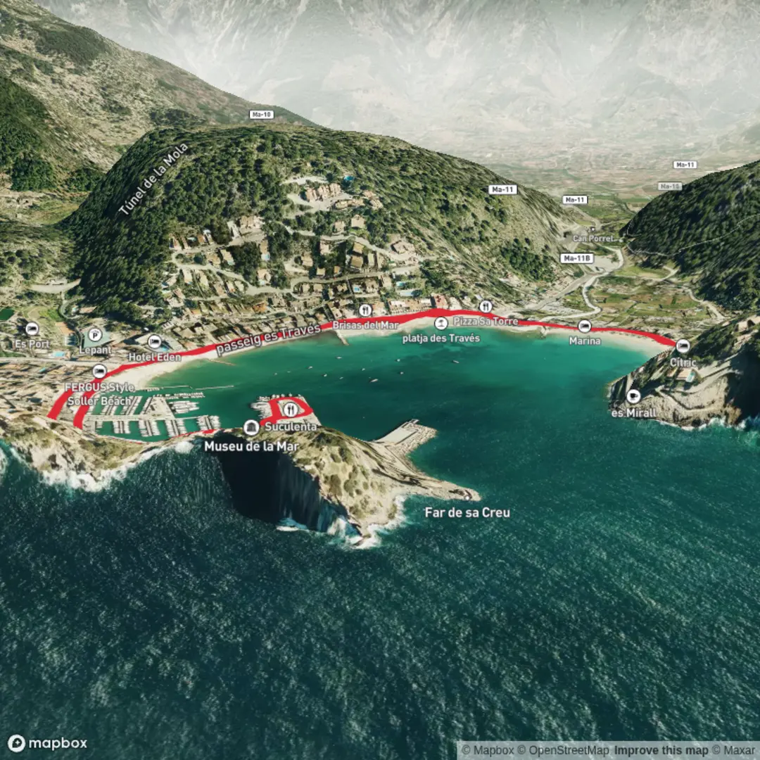 An image depicting the trail Stroll around the bay at Port de Soller and its surrounding area.