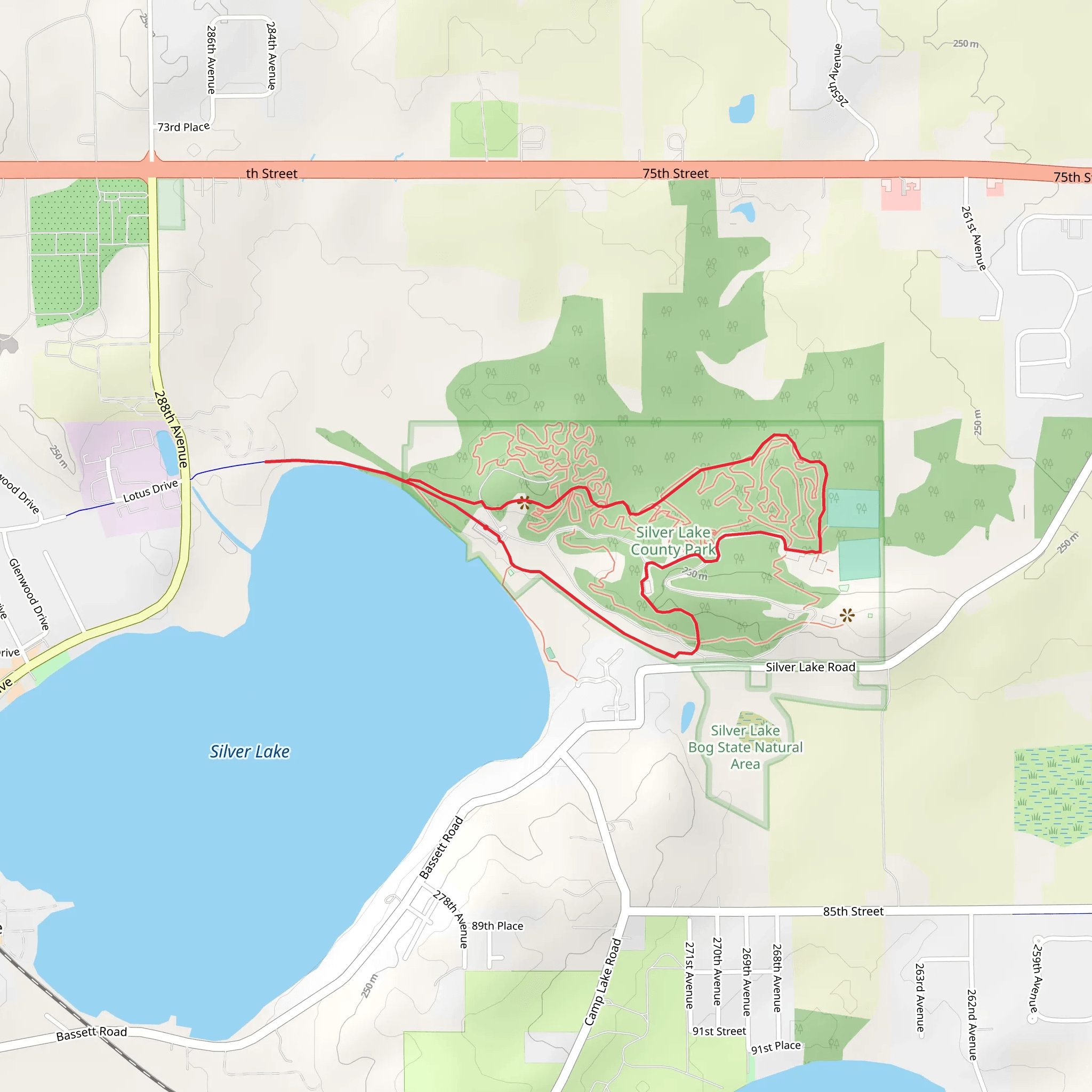 Silver Lake County Park Loop mobile static map