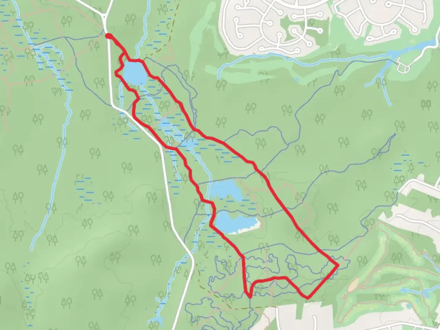 An image depicting the trail Long Path - Peaceful Partners Loop Trail and its surrounding area.