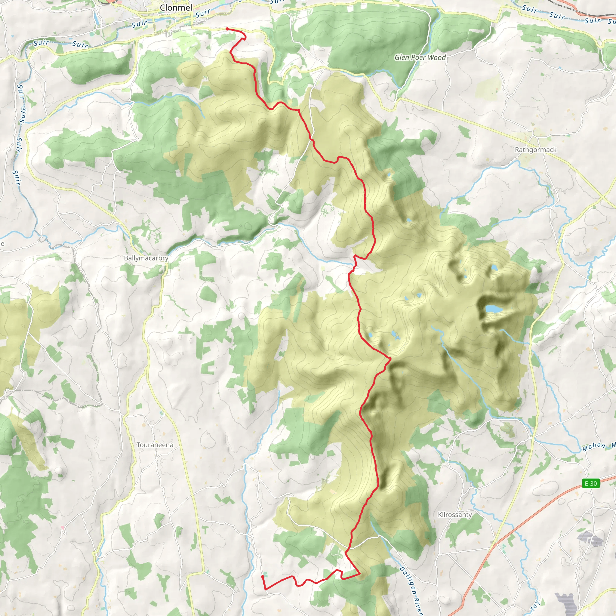 Hike from Clonmel mobile static map