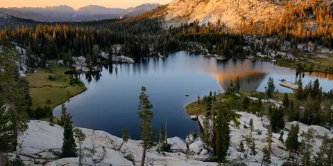 An image depicting the trail Yosemite Valley to Tuolumne Meadows and its surrounding area.