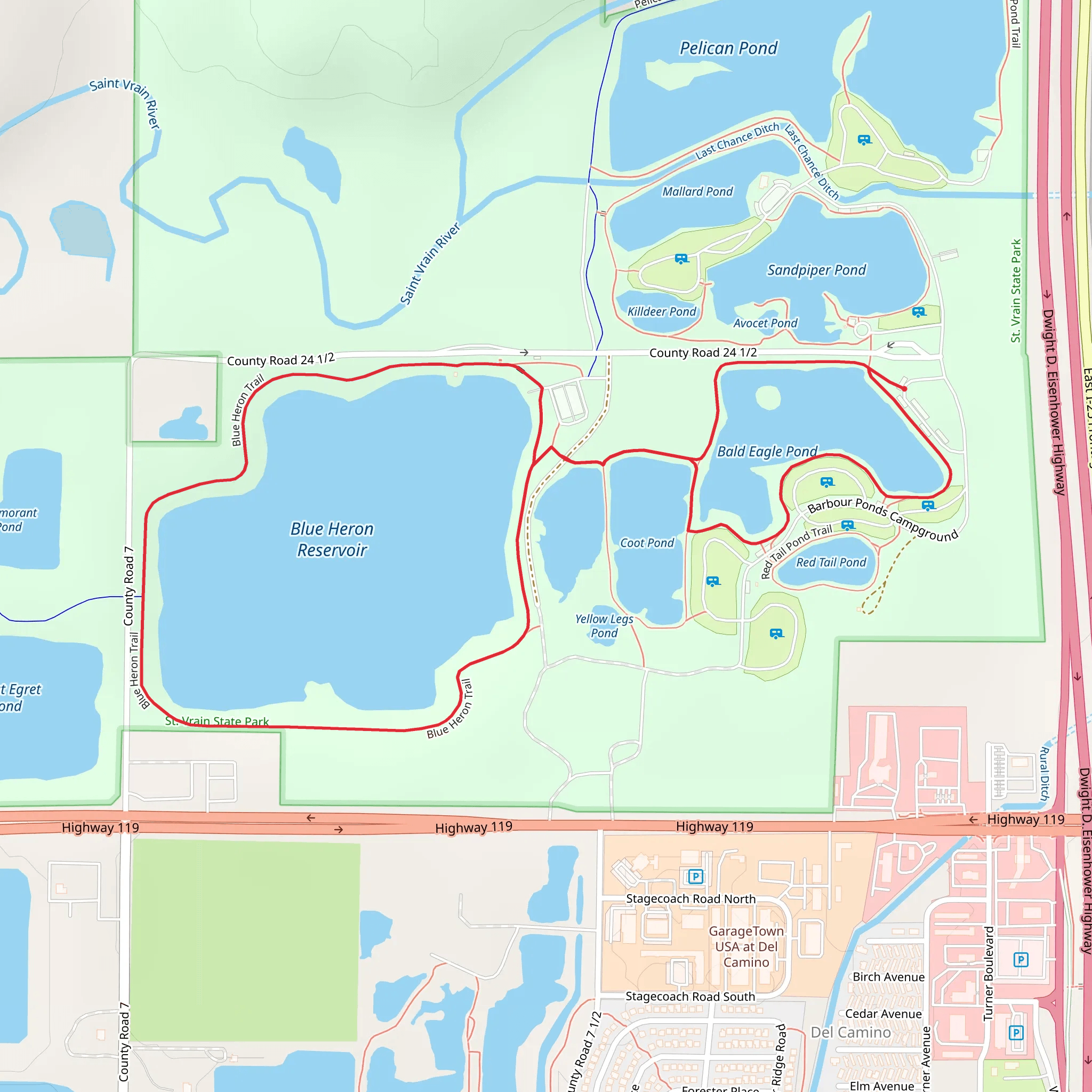Blue Heron Reservoir, Coot Pond and Bald Eagle Pond Loop mobile static map