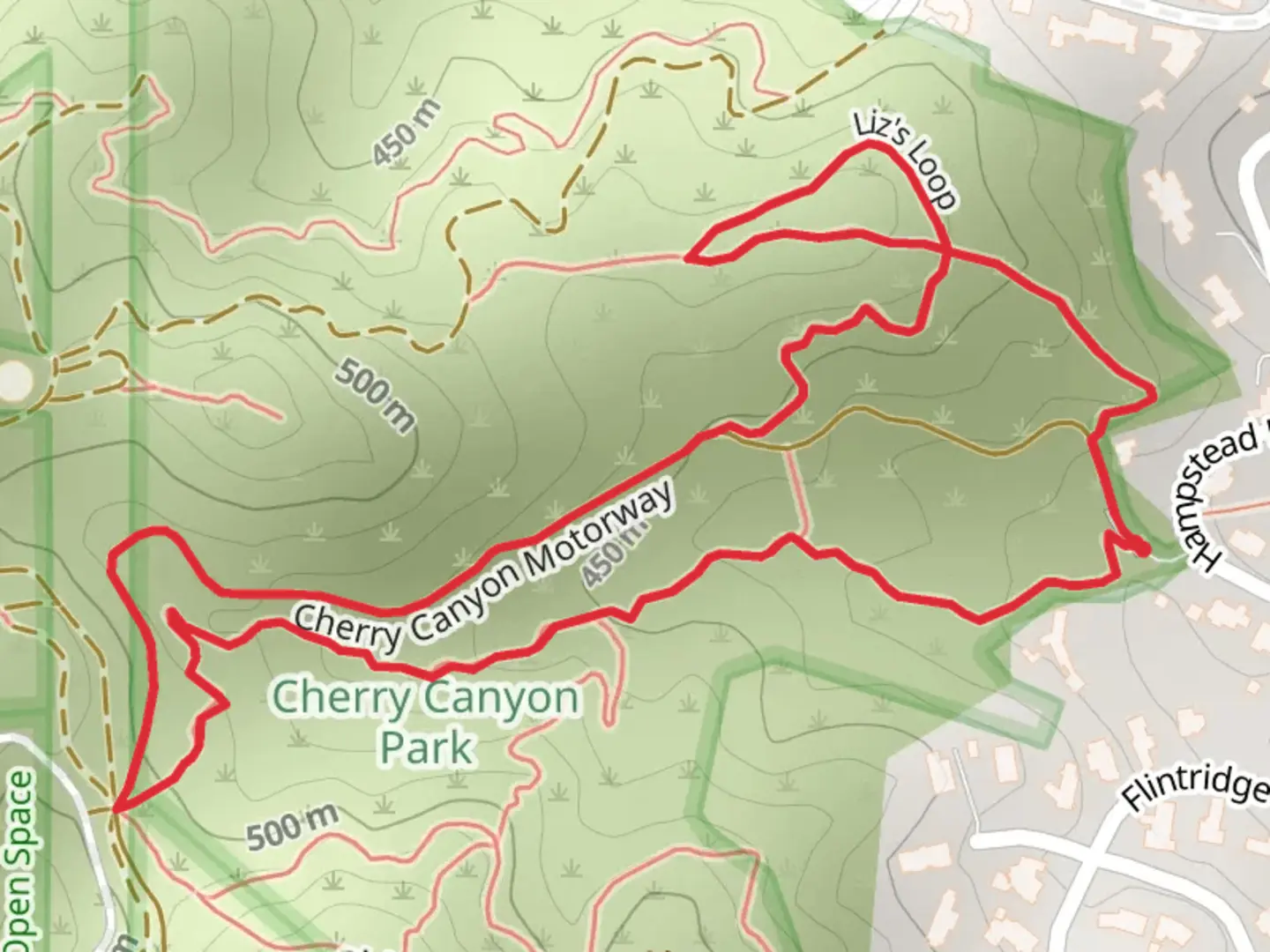An image depicting the trail Owl and Liz's Loop Trail and its surrounding area.