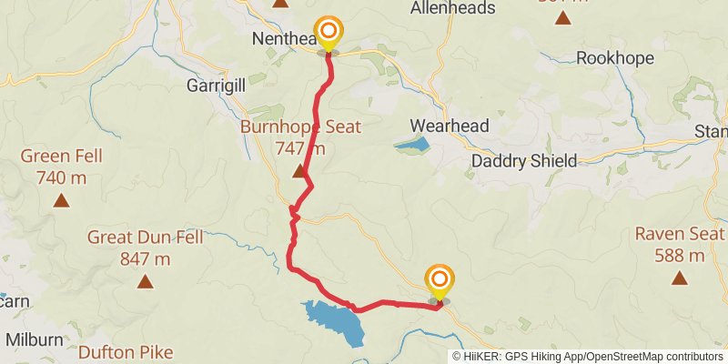 Carlisle to Cat and Fiddle Walk stage 19 Map