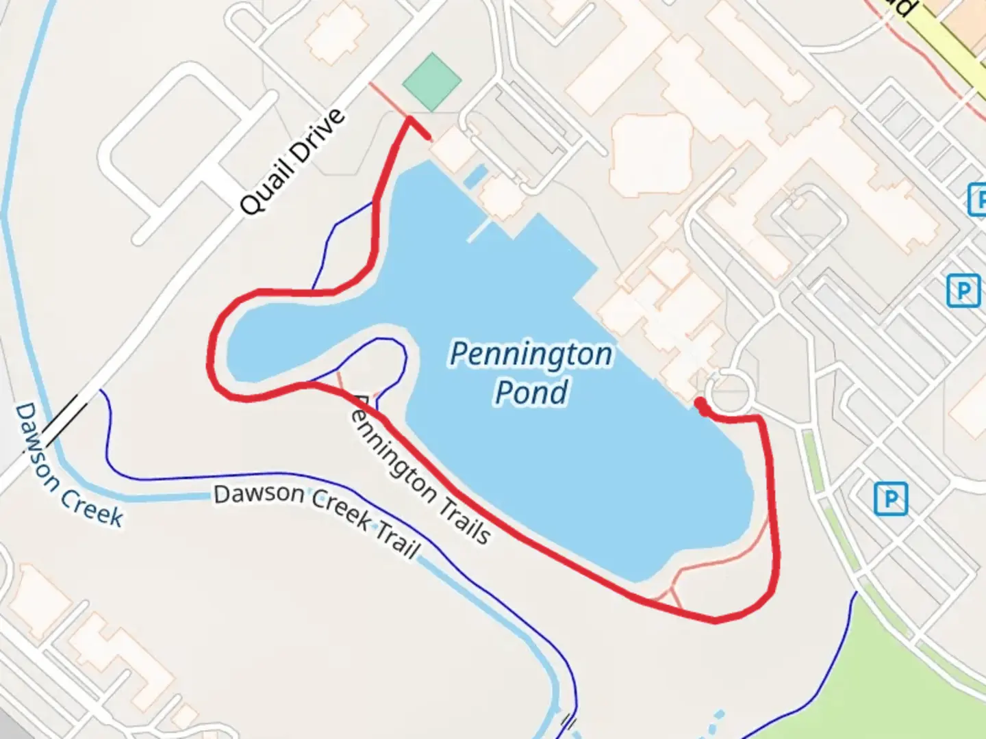 An image depicting the trail Pennington Pond Trail and its surrounding area.