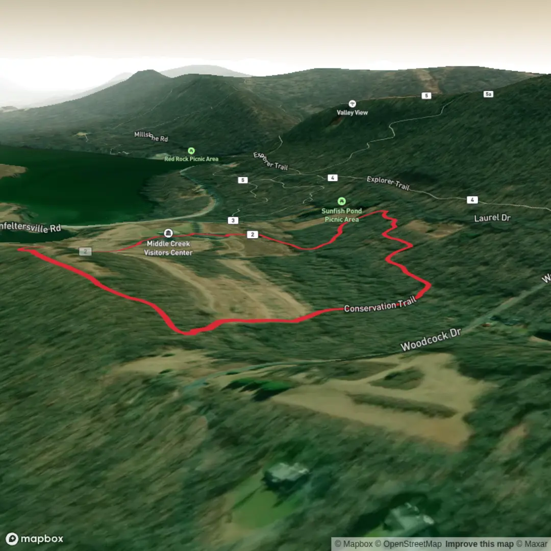An image depicting the trail Middle Creek Conservation Trail Loop and its surrounding area.