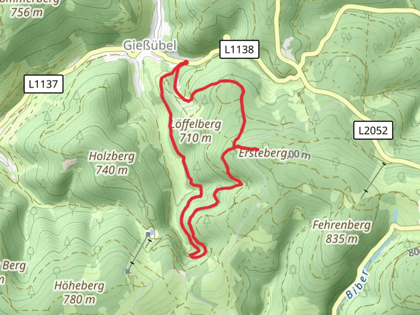 An image depicting the trail Ersteberg via Giessuebler Schweiz and its surrounding area.
