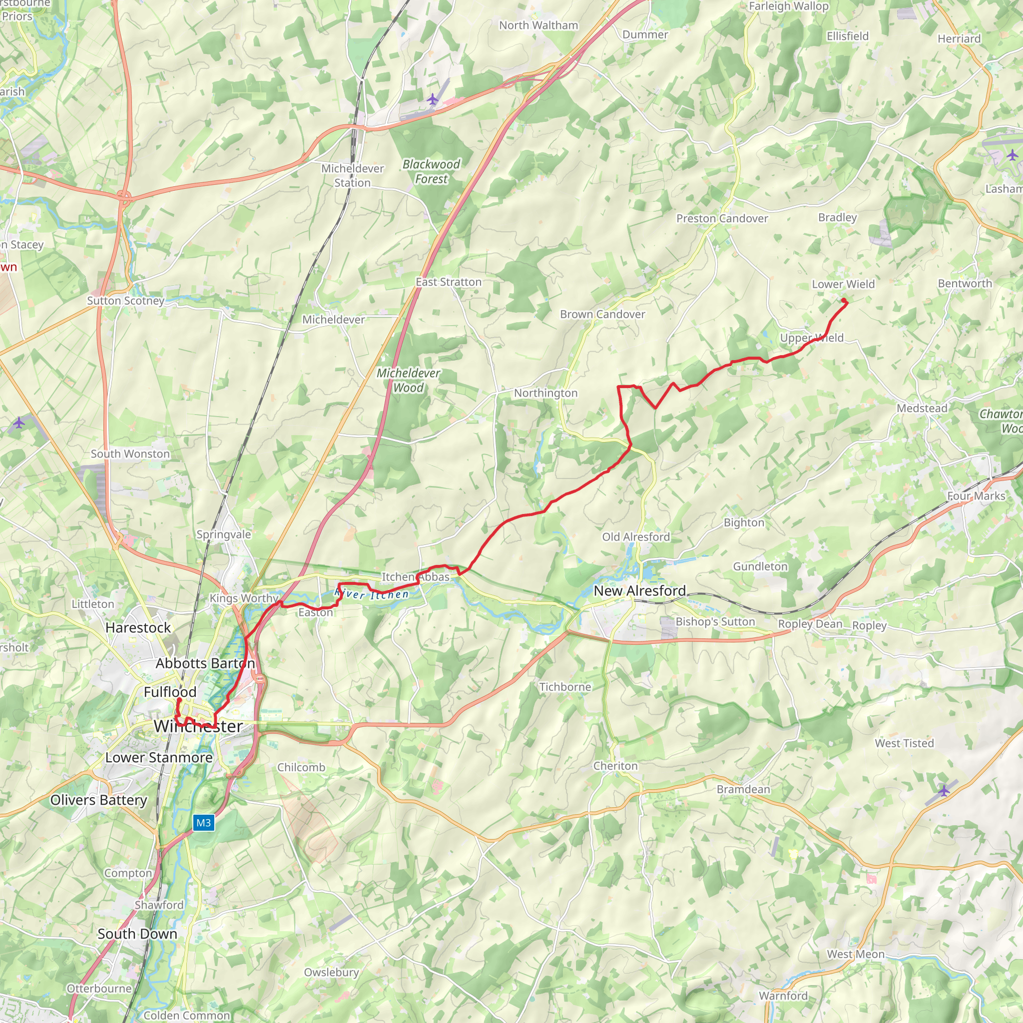 Wield Wood, Godsfield Copse and Peewit Lake mobile static map