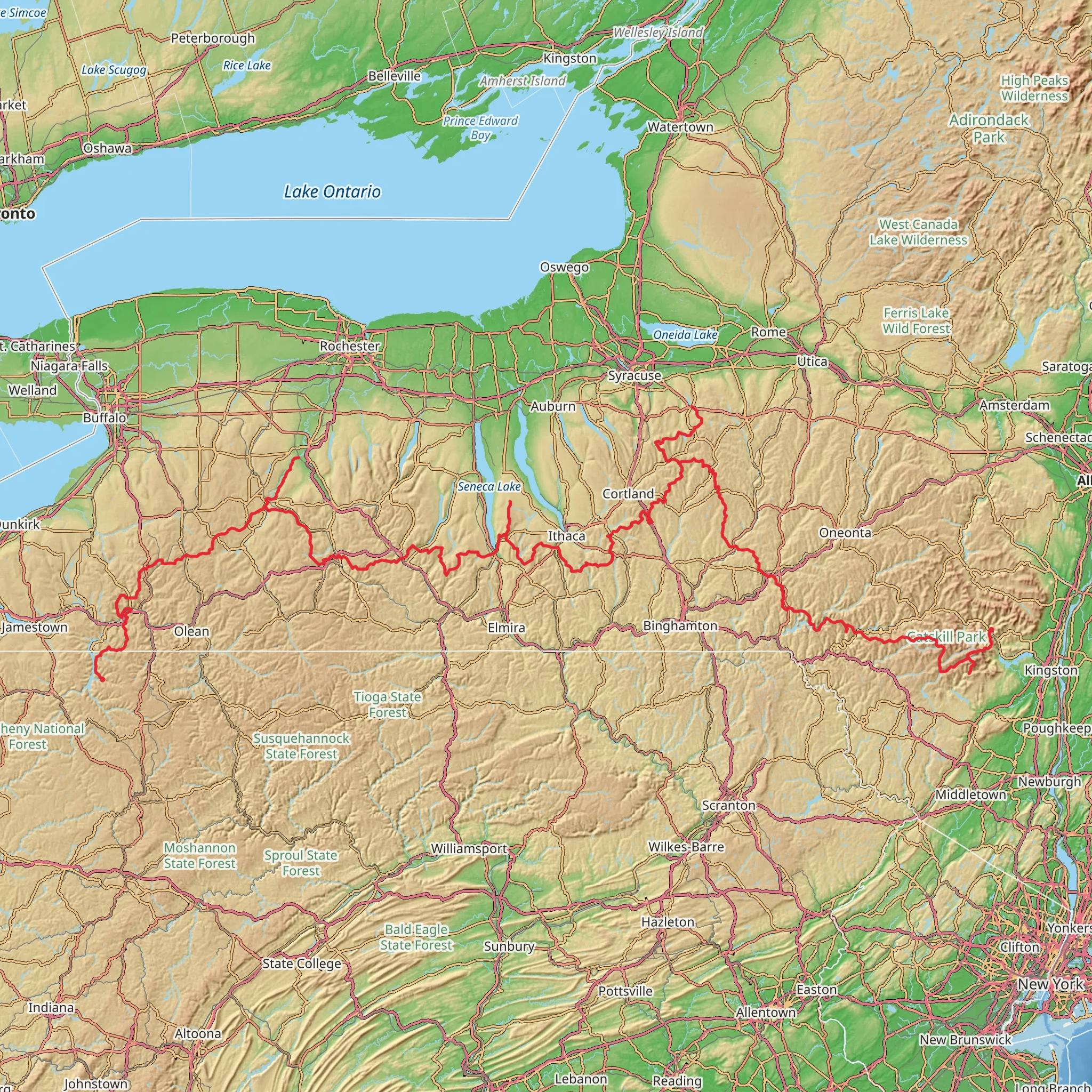 Finger Lakes Trail mobile static map