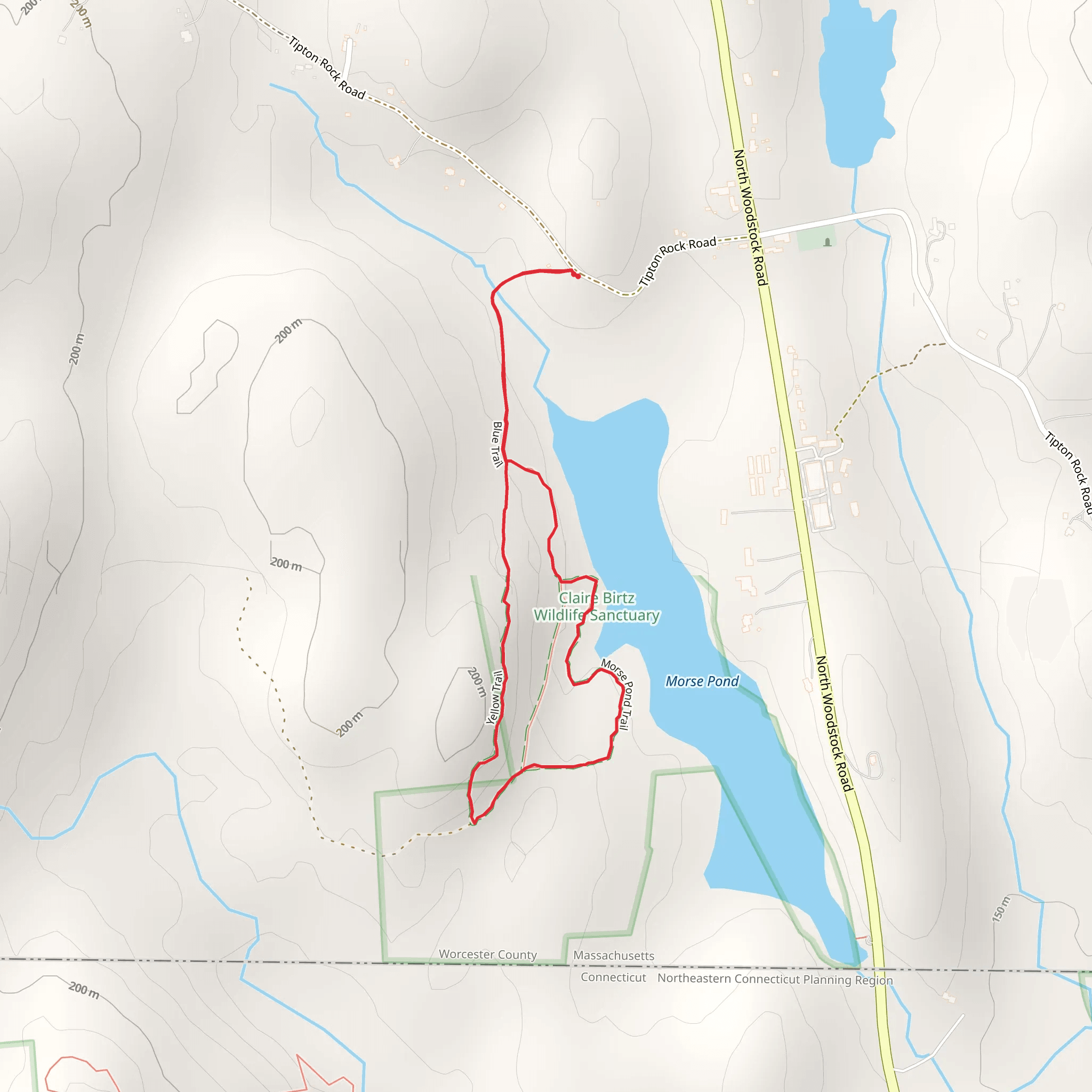Blue Trail, Morse Pond and Yellow Trail Loop mobile static map