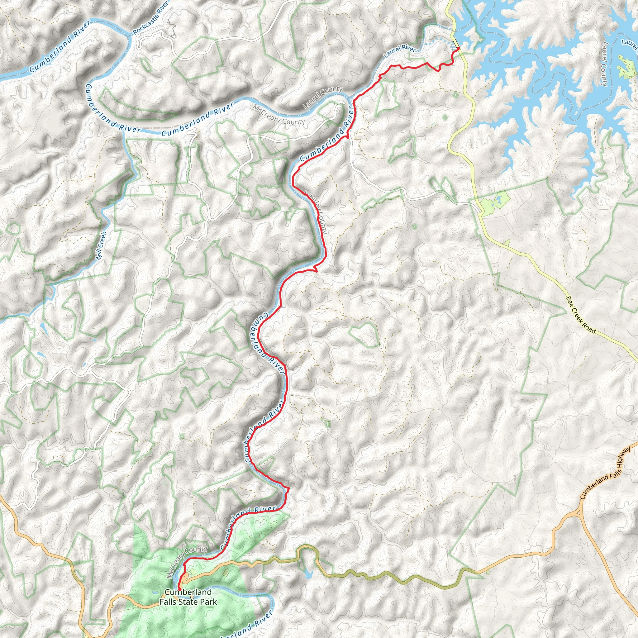 Sheltowee Trace Trail - Cumberland Falls State Park mobile static map