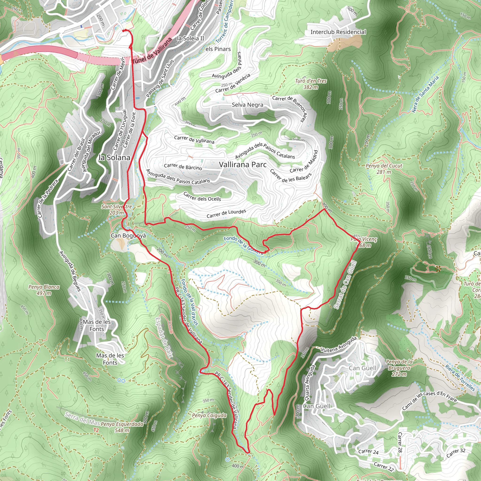 Vallirana Trail PR C 163 mobile static map