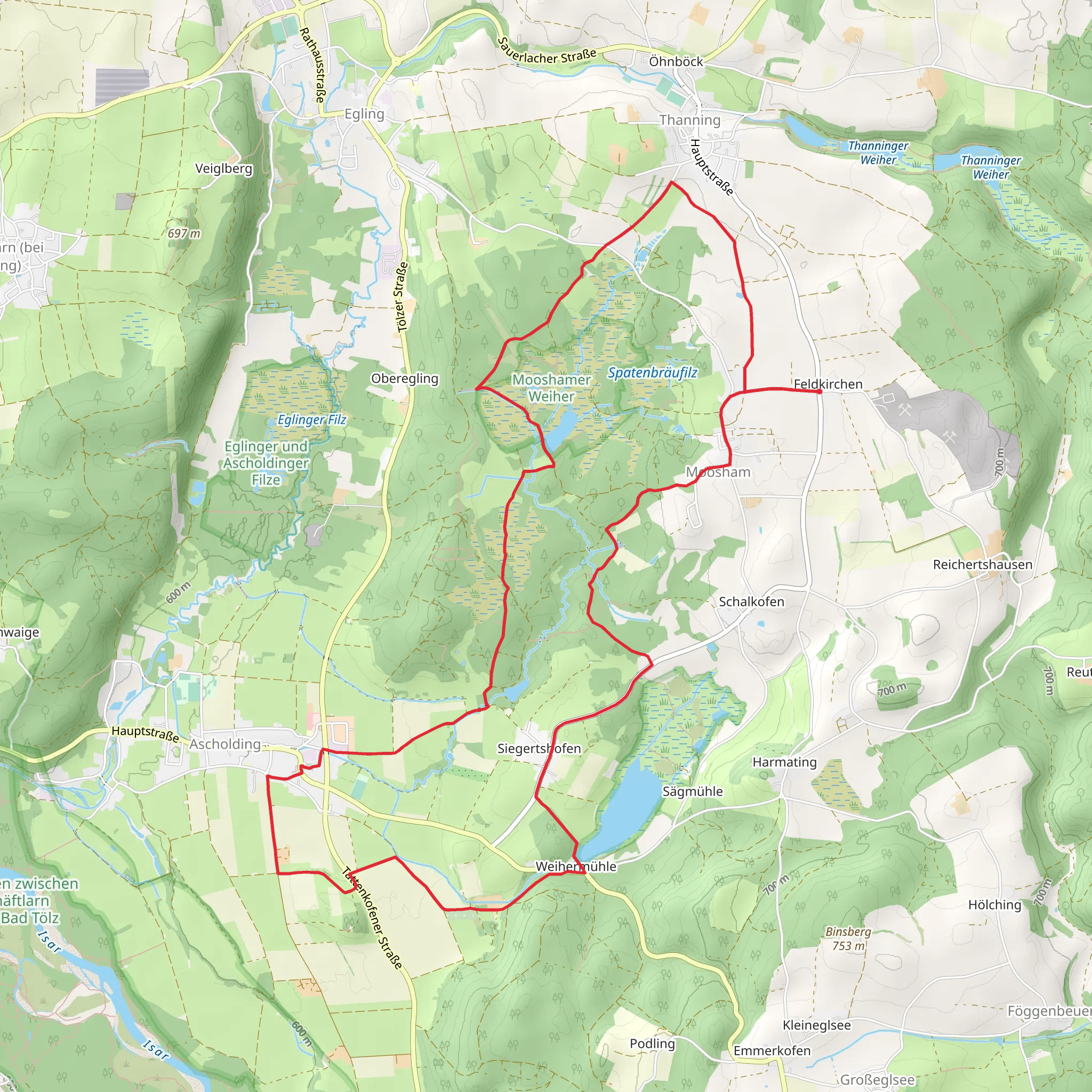 Mooshamer Weiher and Harmatinger Weiher Loop mobile static map