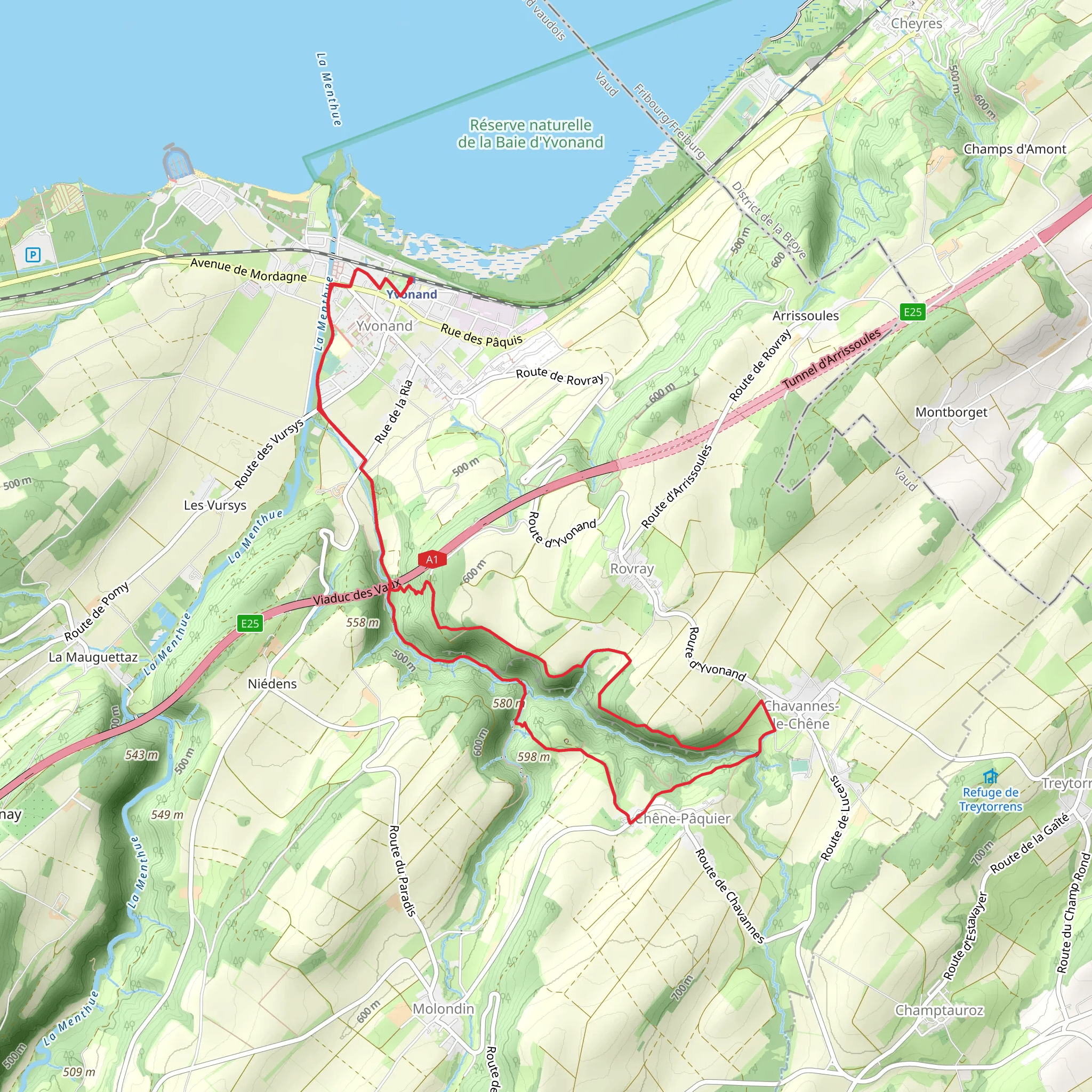 Yvonand - Tour du Vallon des Vaux mobile static map