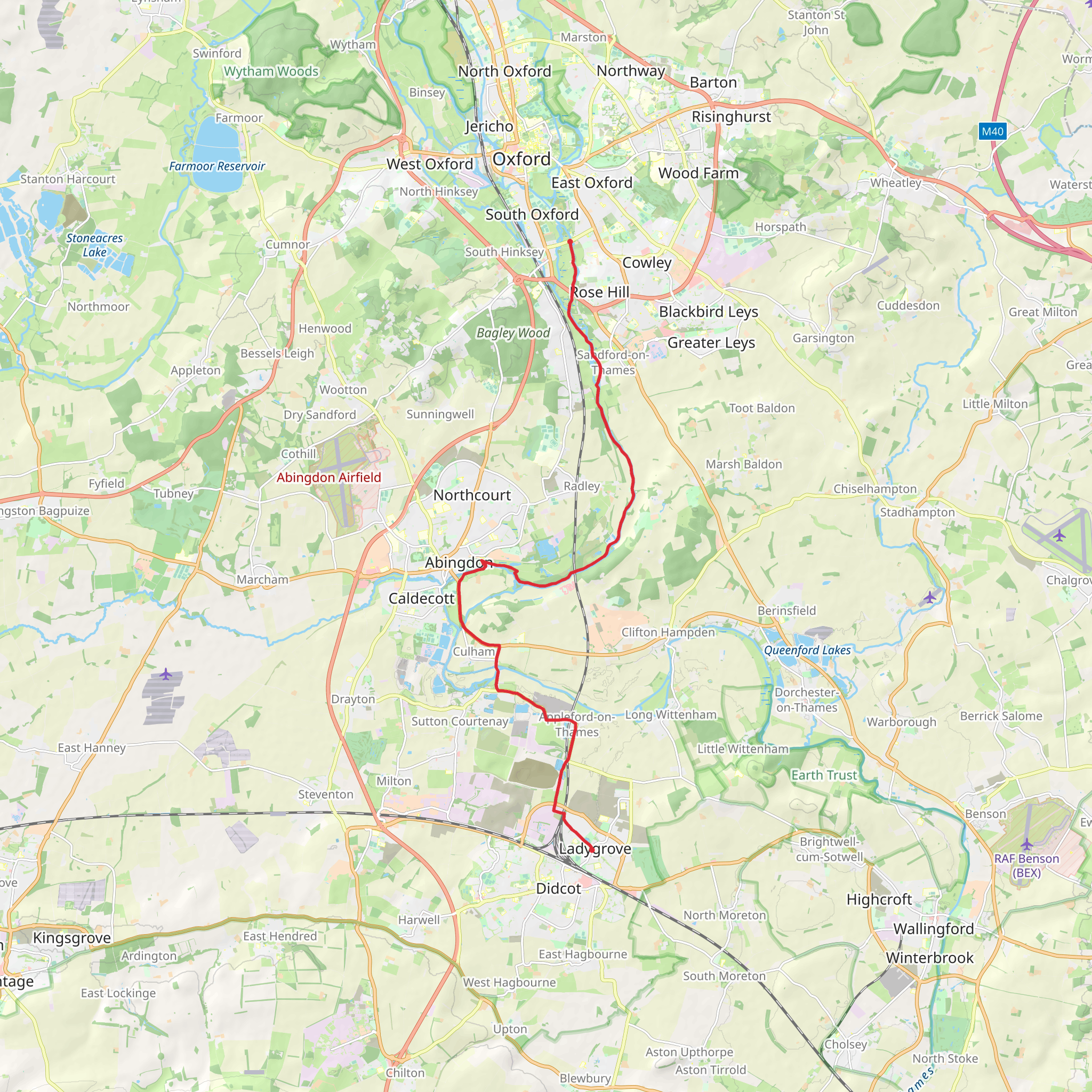 Donnington Bridge to Didcot Walk mobile static map