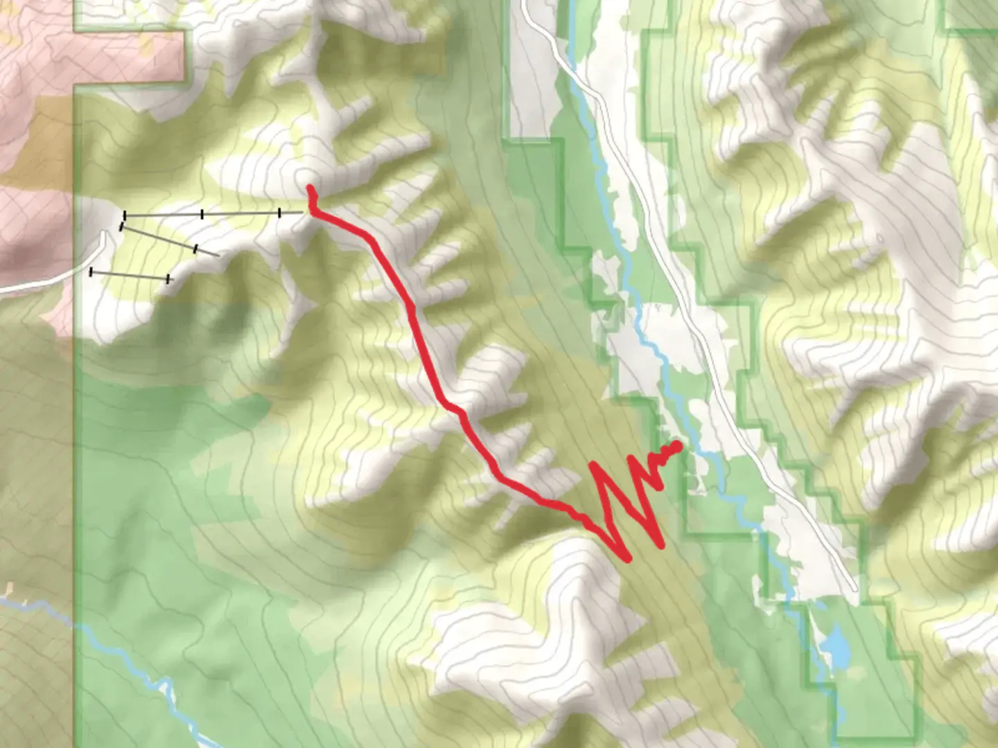 An image depicting the trail Rendezvous Peak via Hunters Pass Trail and its surrounding area.