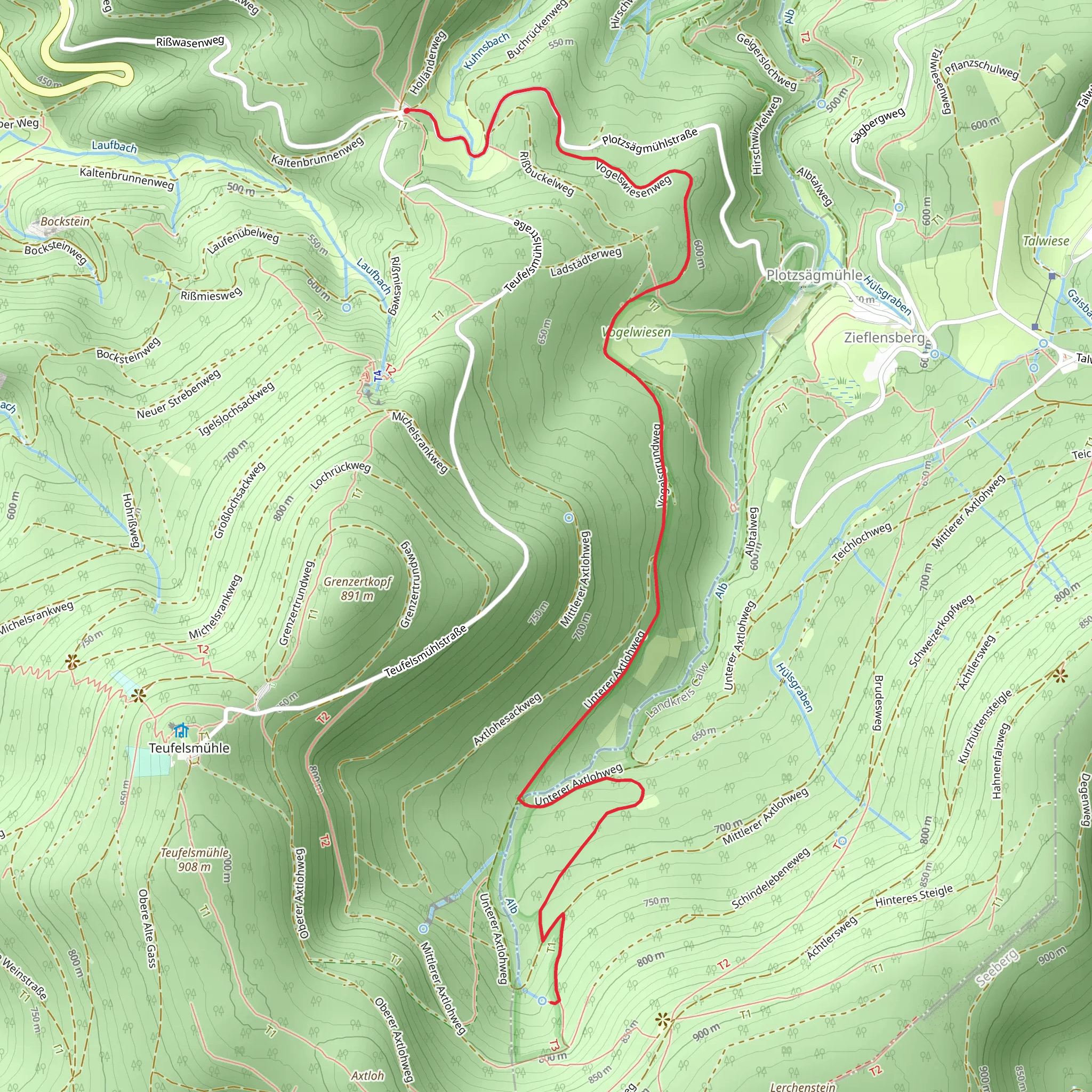 Axtlohbruecke Vogelswiesen and Rissbuckel mobile static map