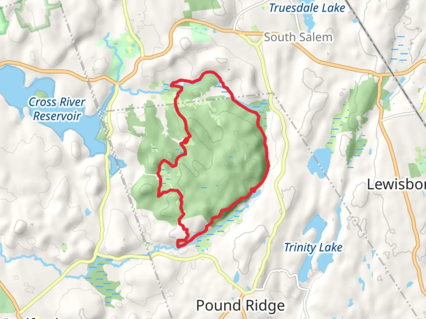 An image depicting the trail Fox Hill, Gillmore Pond and Kimberly Bridge Loop and its surrounding area.