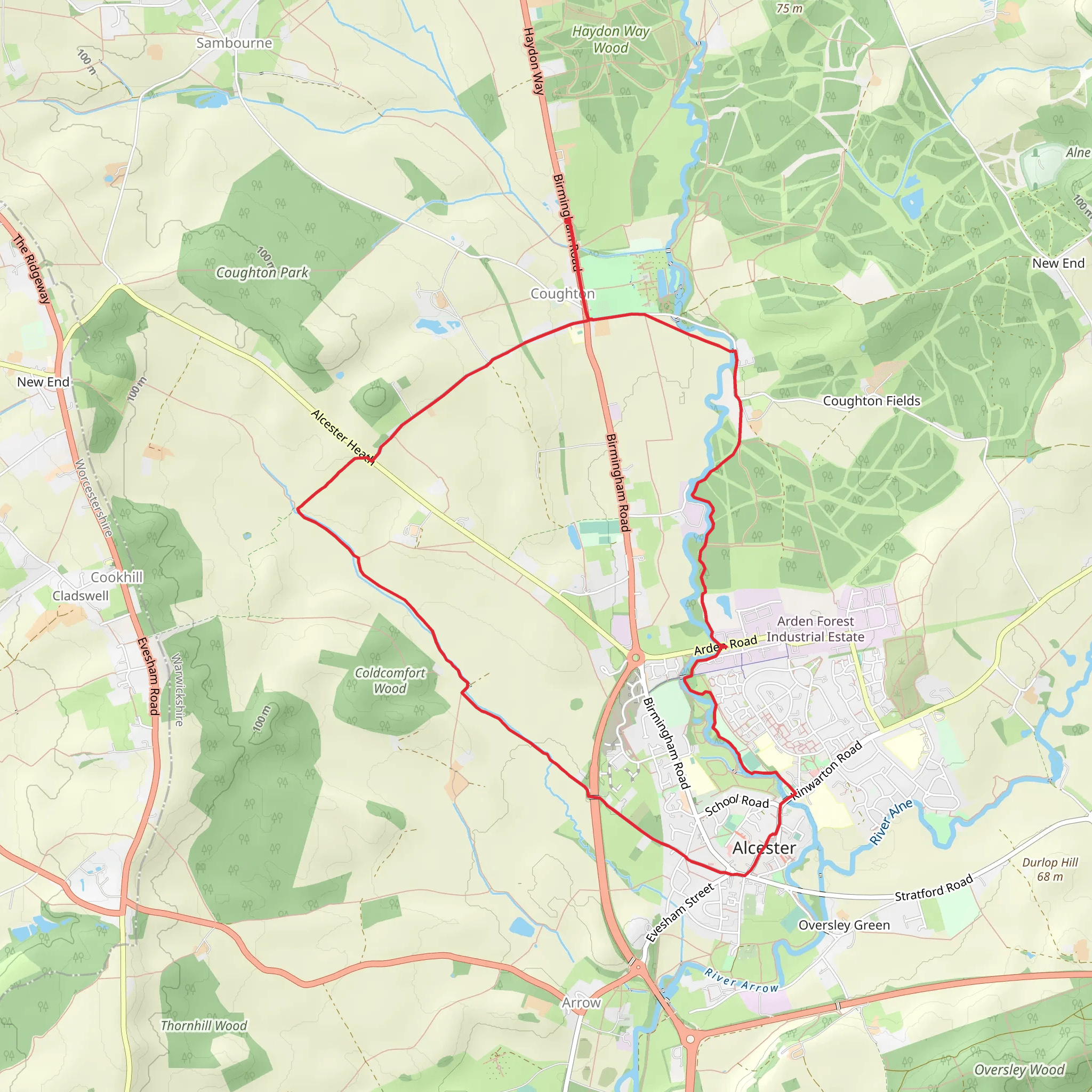 Coughton and Alcester Loop Walk mobile static map