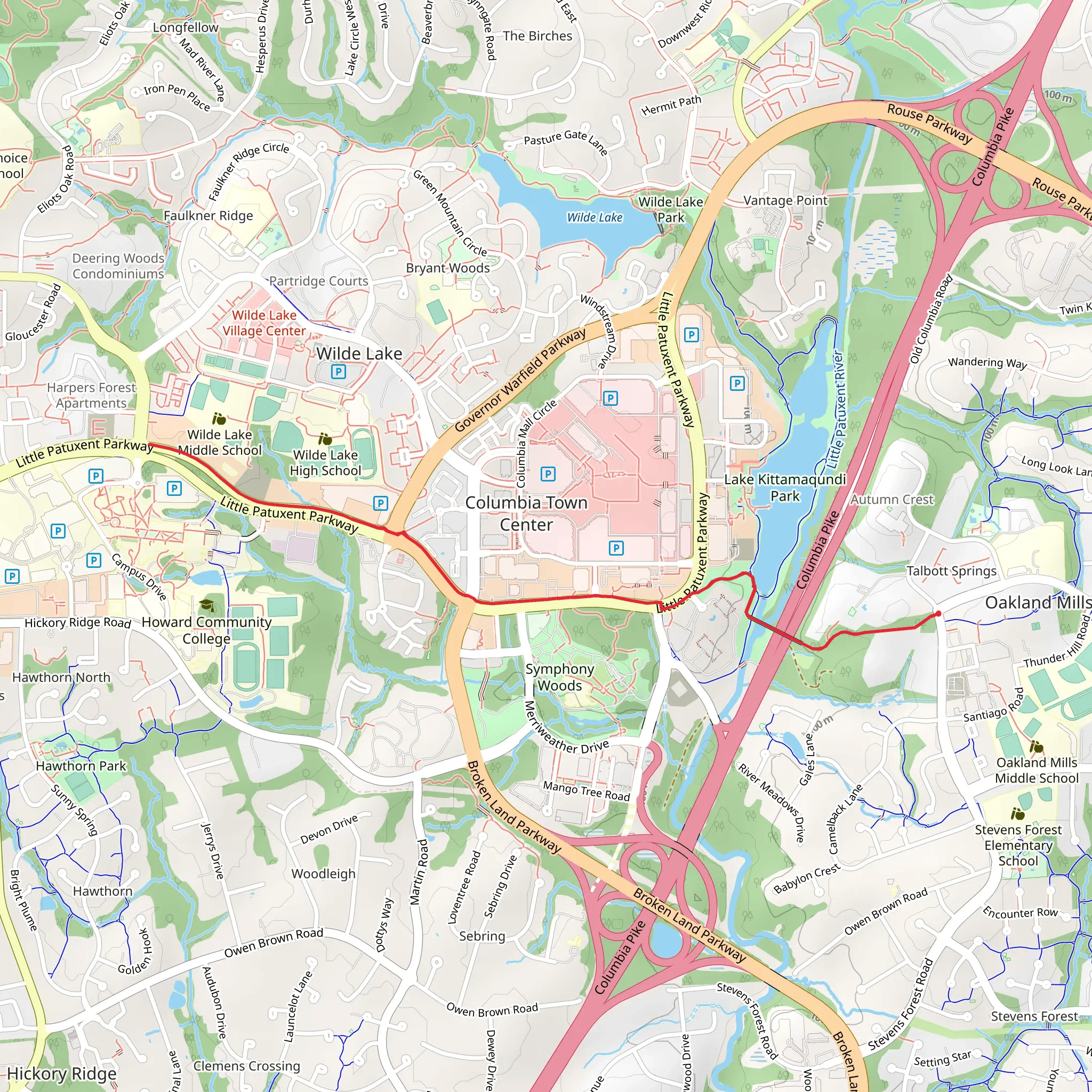 Little Patuxent Parkway mobile static map