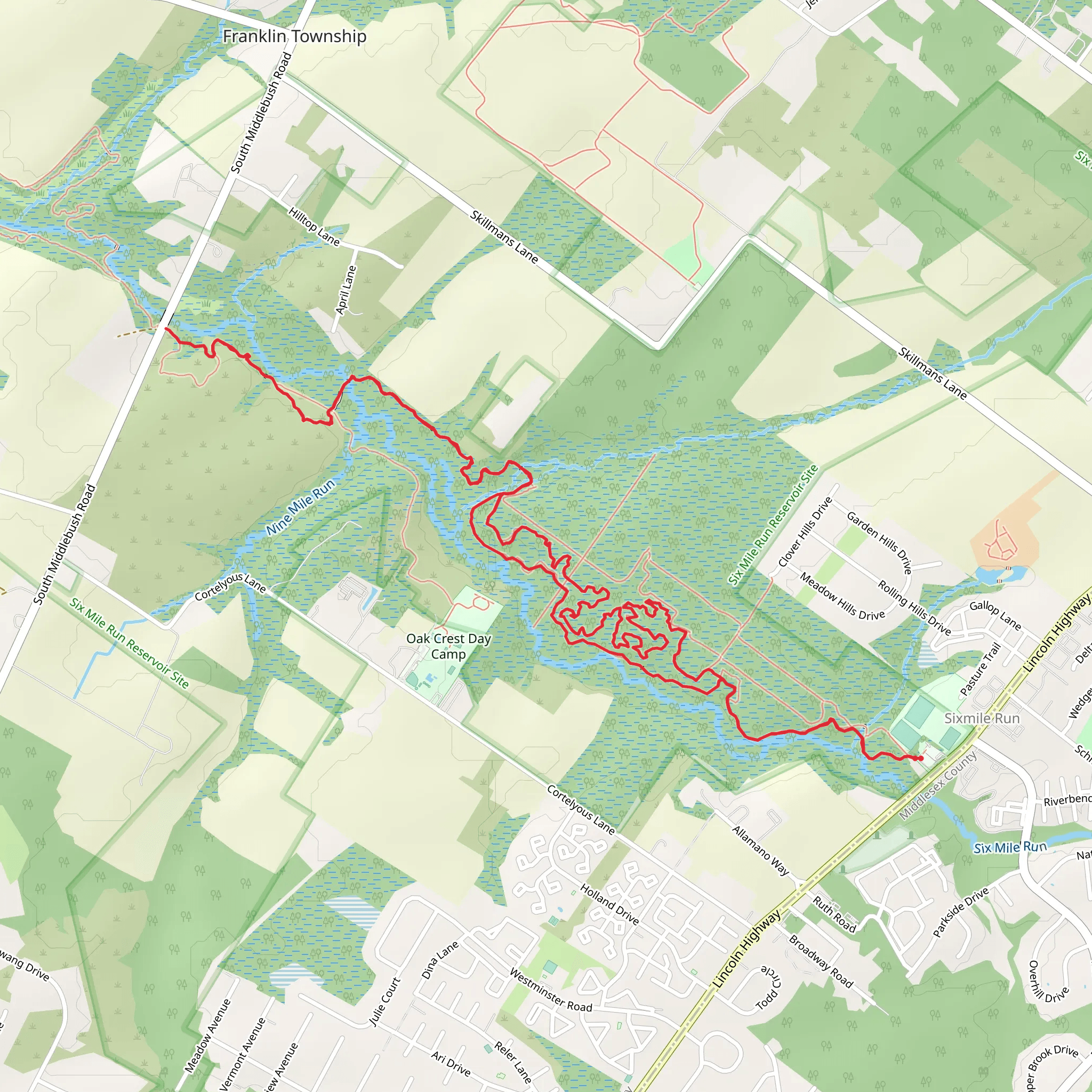 Red Loop Trail - Sixmile Run mobile static map