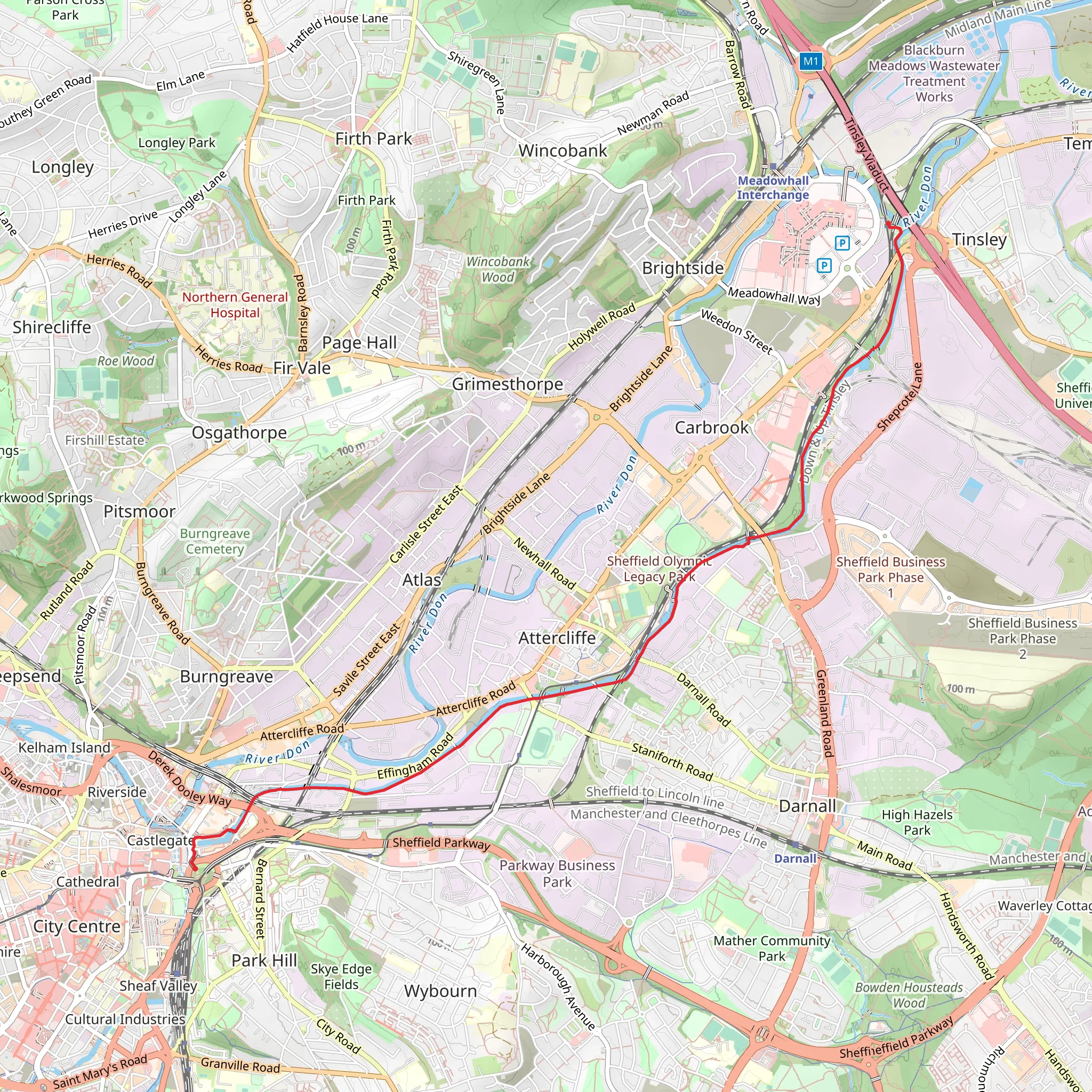 Sheffield and Tinsley Canal from Tinsley mobile static map