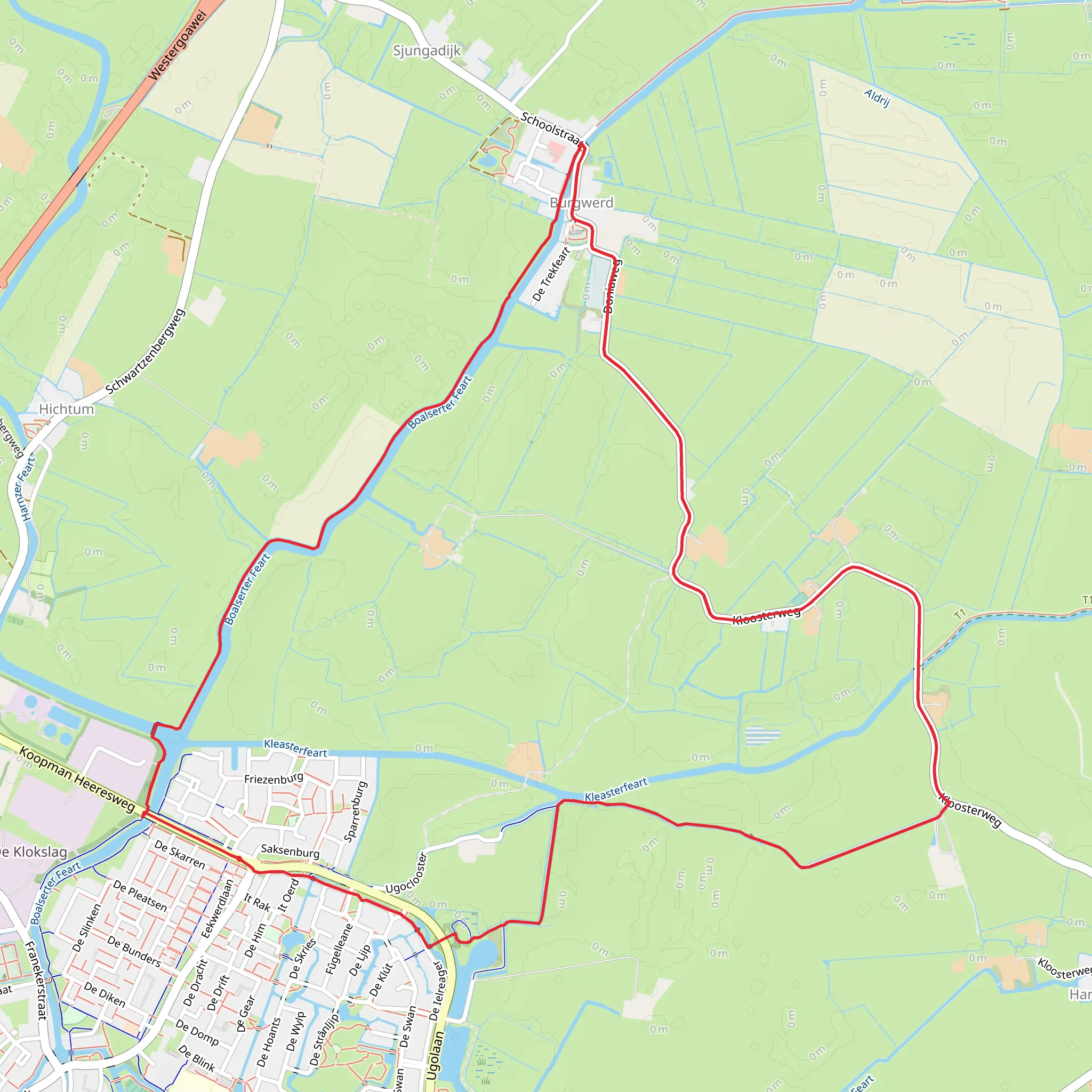 Boalserter Feart via Trekpad and Klooster Weg mobile static map