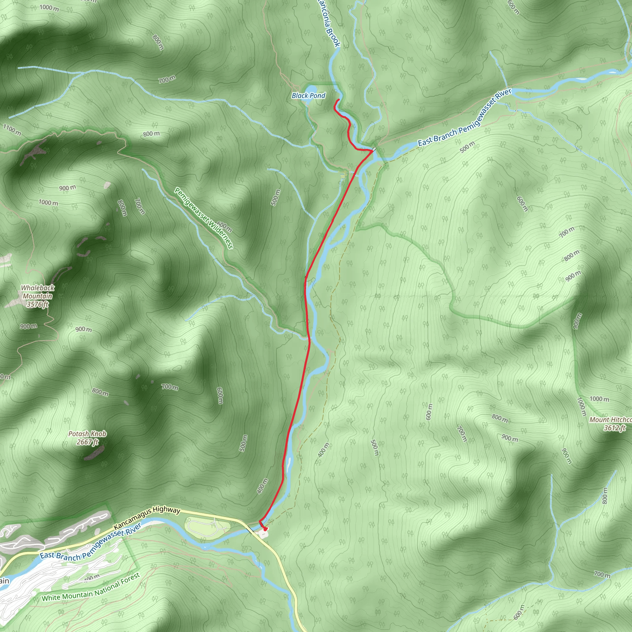 Franconia Falls via Lincoln Woods Trail mobile static map