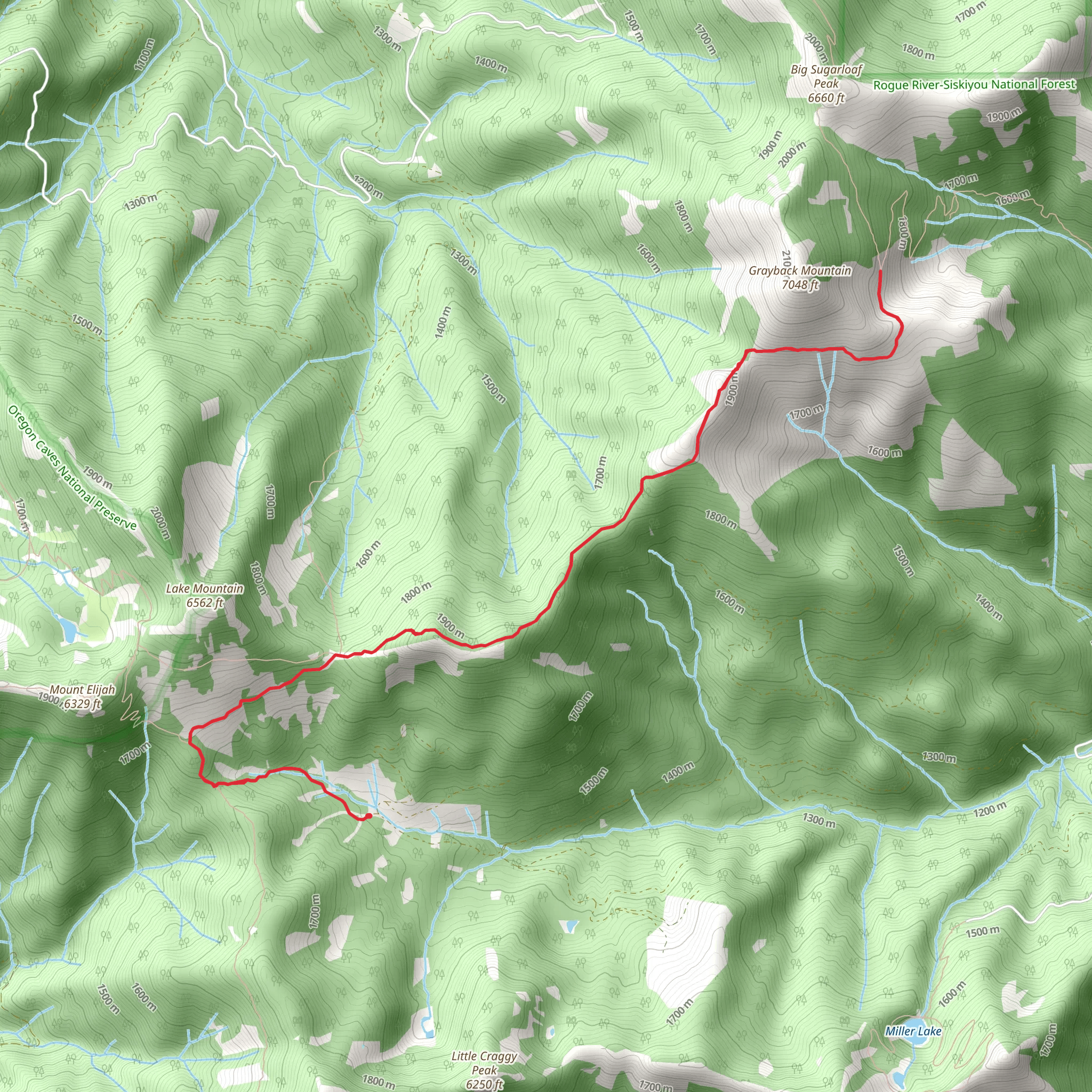 Grayback Mountain via Boundary Trail mobile static map