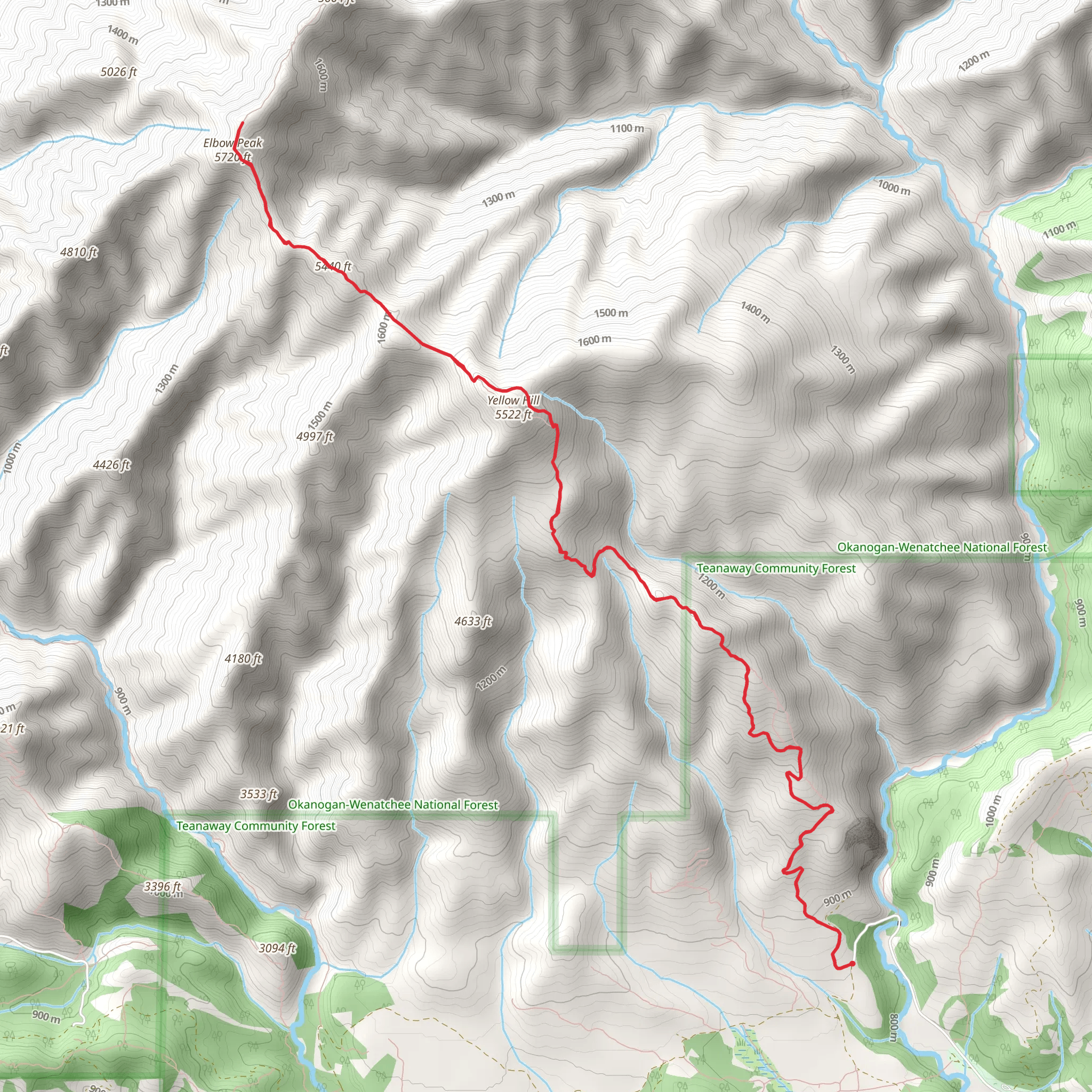 Elbow Peak via Yellow Hill Trail mobile static map