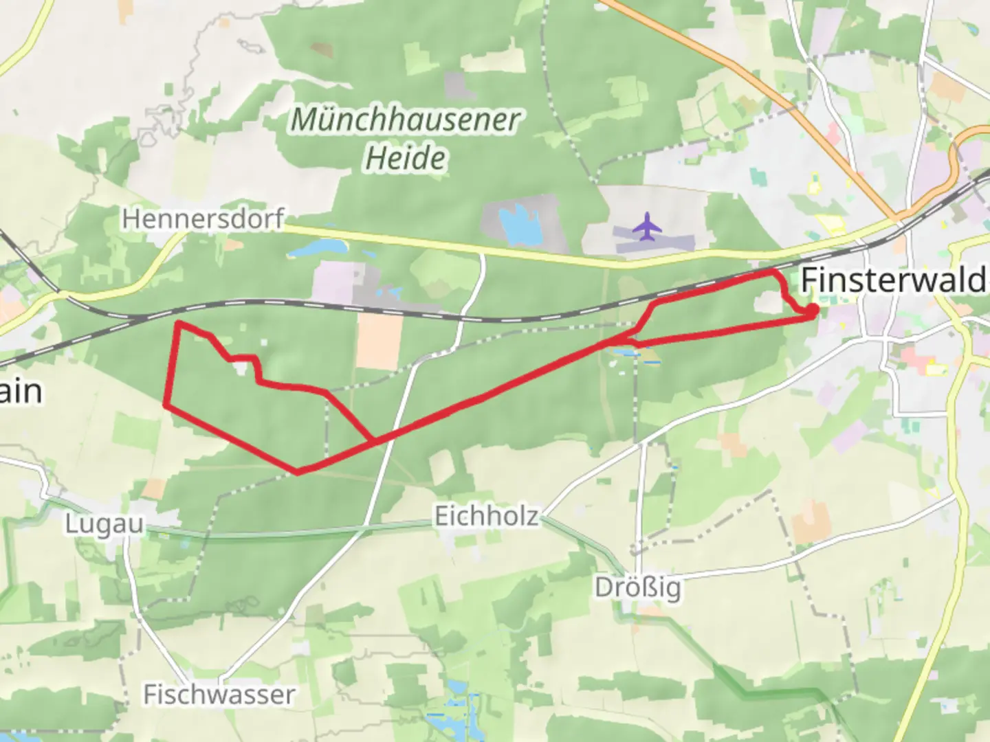 An image depicting the trail Eichholzer Heide and Finsterwalder Berg Loop and its surrounding area.