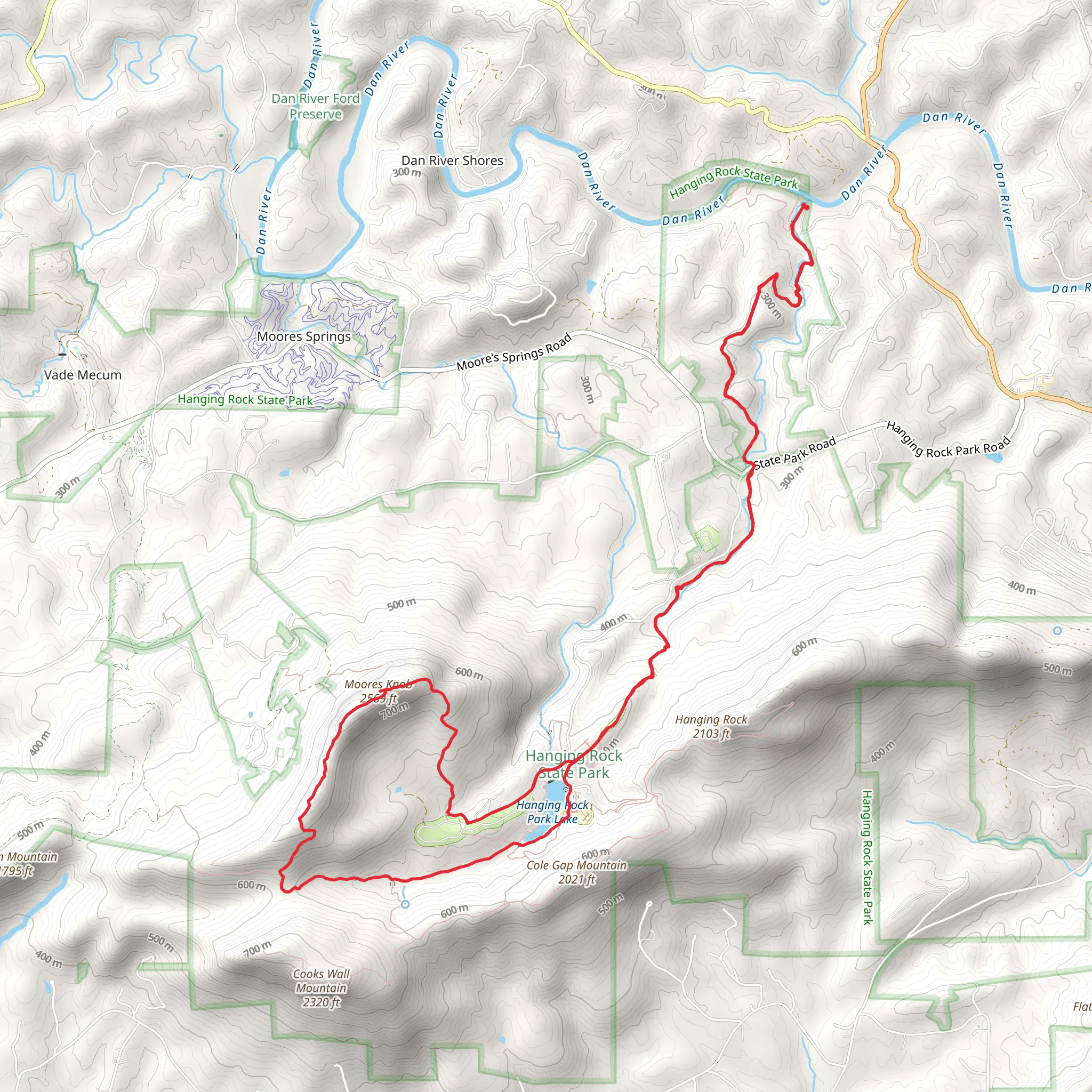 Indian Creek, Moores Knob and Moores Wall Loop Trail mobile static map