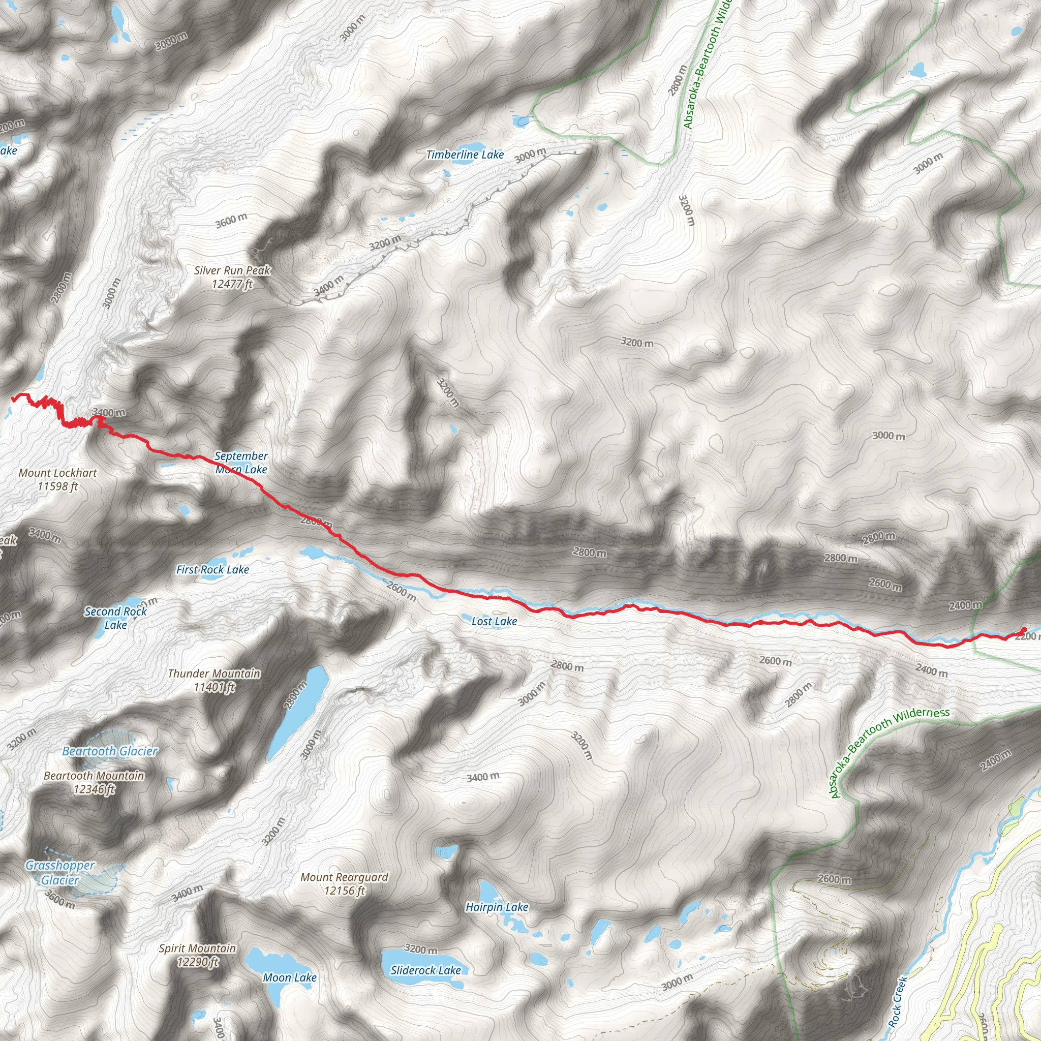 Sundance Pass,September Morn Lake and Keyser Brown Lake via Lake Fork Trail mobile static map