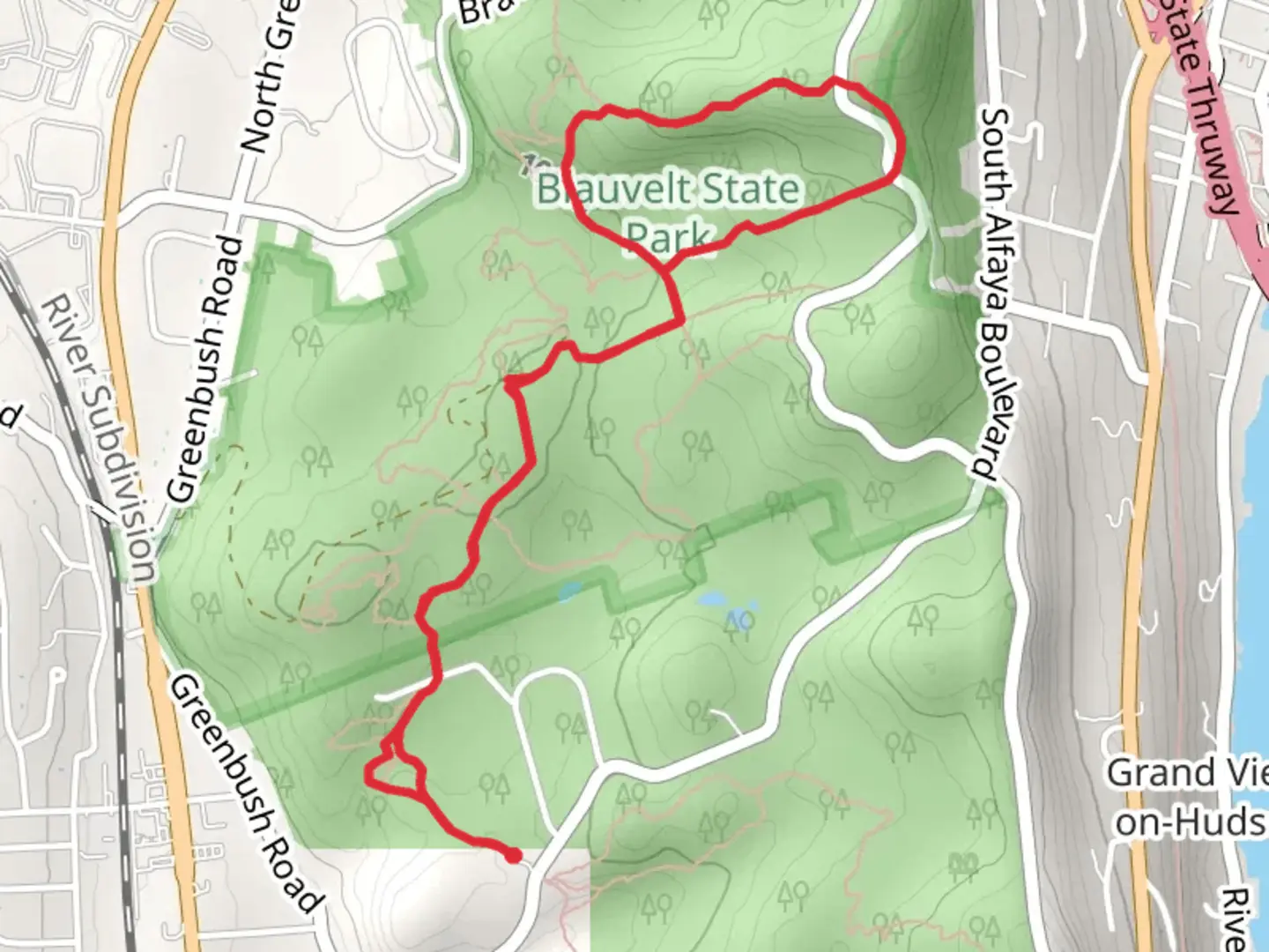 An image depicting the trail Oh five Plunge and Long Path Loop and its surrounding area.