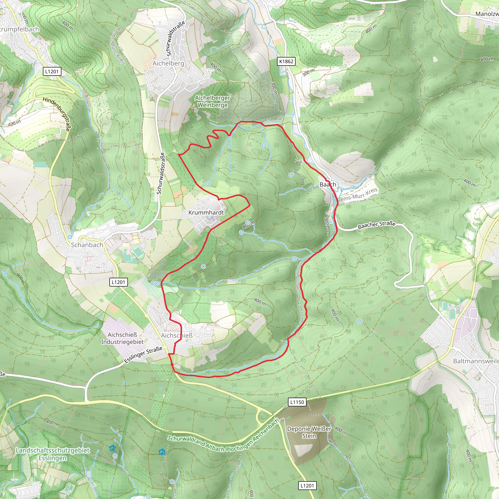 Wanderweg Aichwald mobile static map