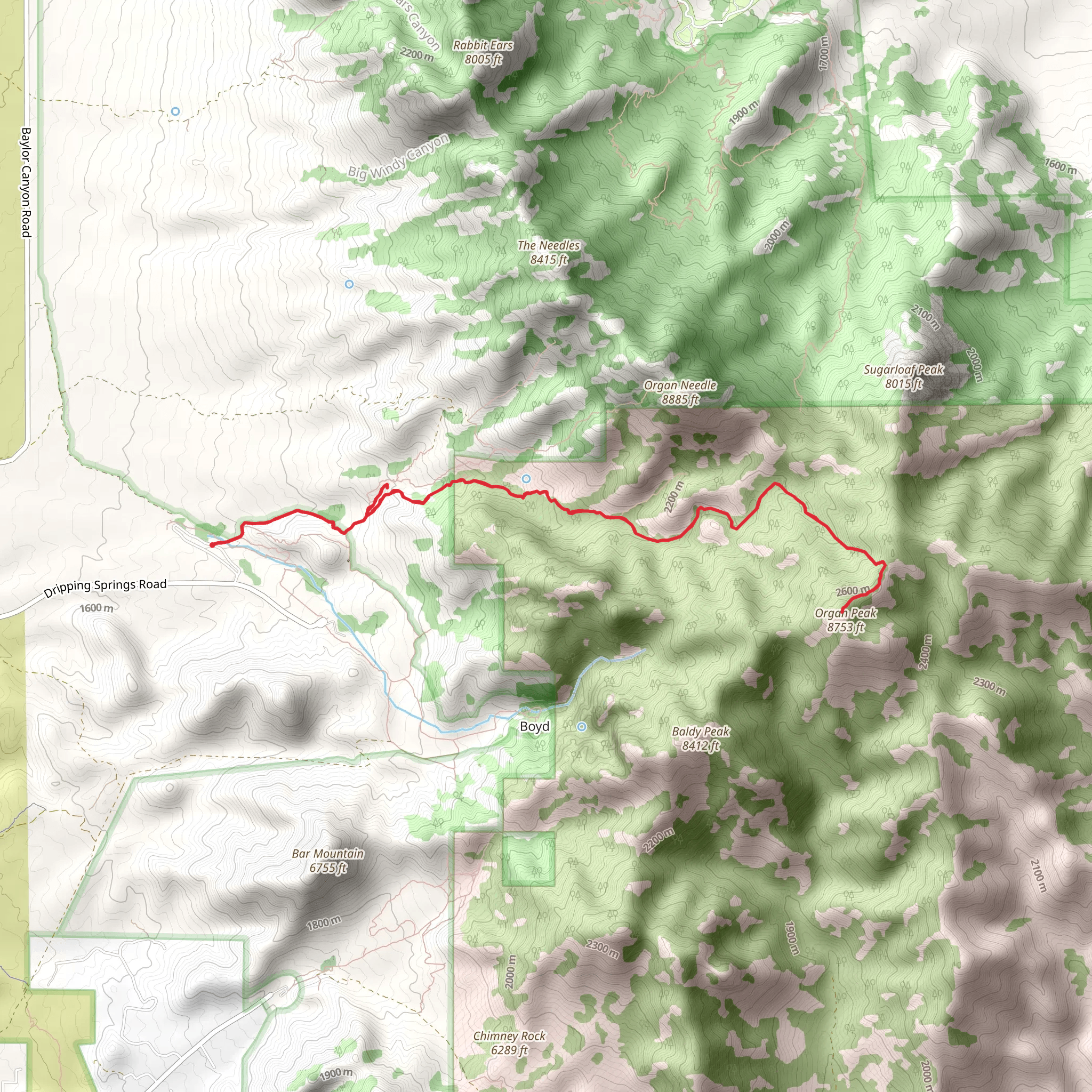 Fillmore and Organ Peak Trail mobile static map