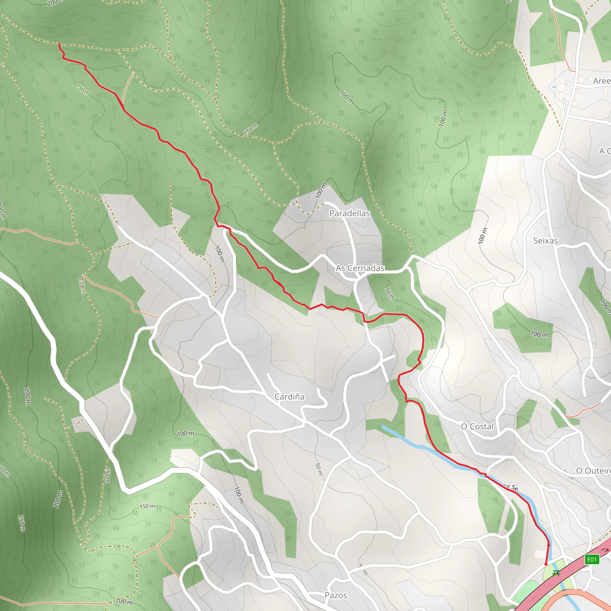 Sendeiro dos Muíños de Riomaior PR G 102 mobile static map