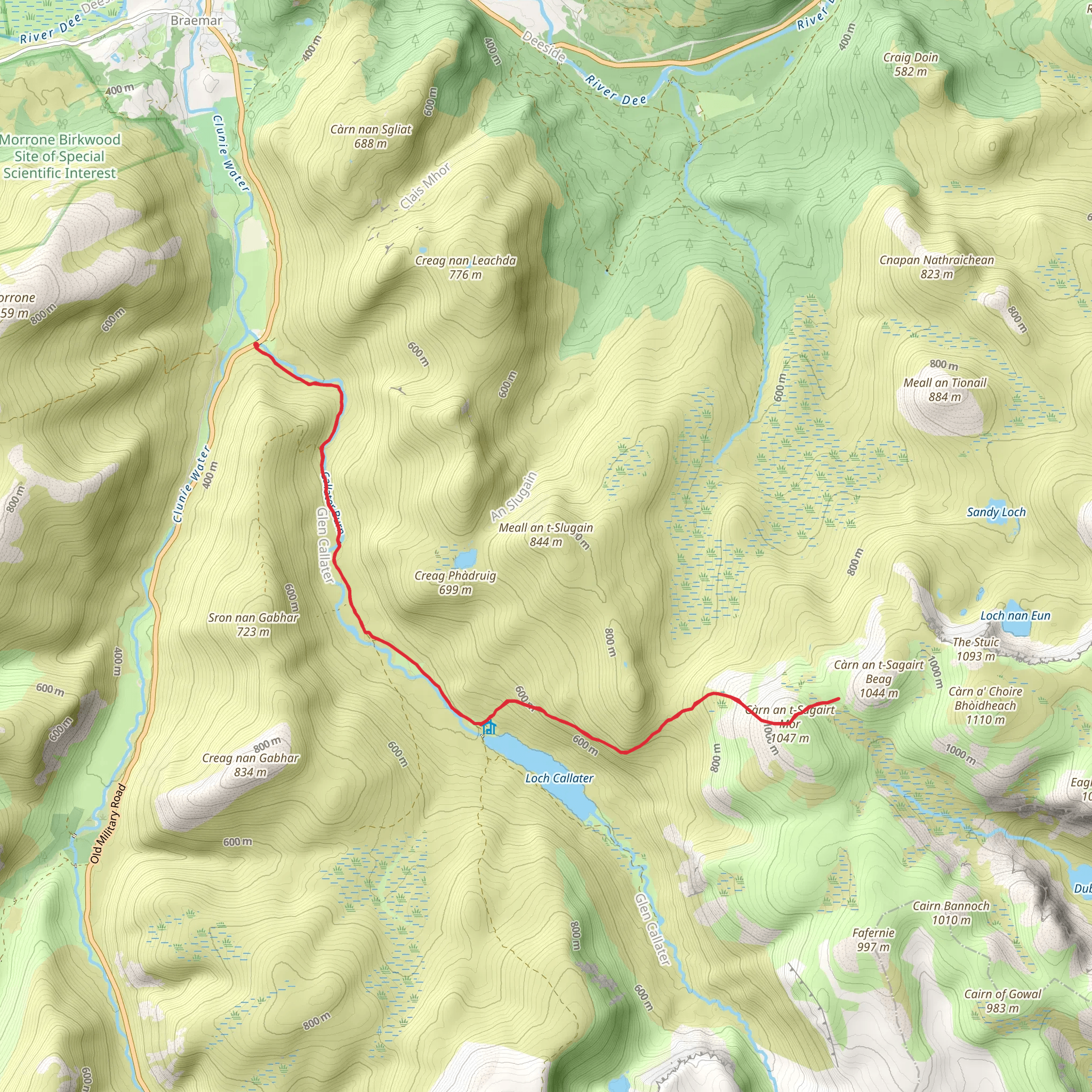 Loch Callater and Carn an t-Sagairt Walk mobile static map