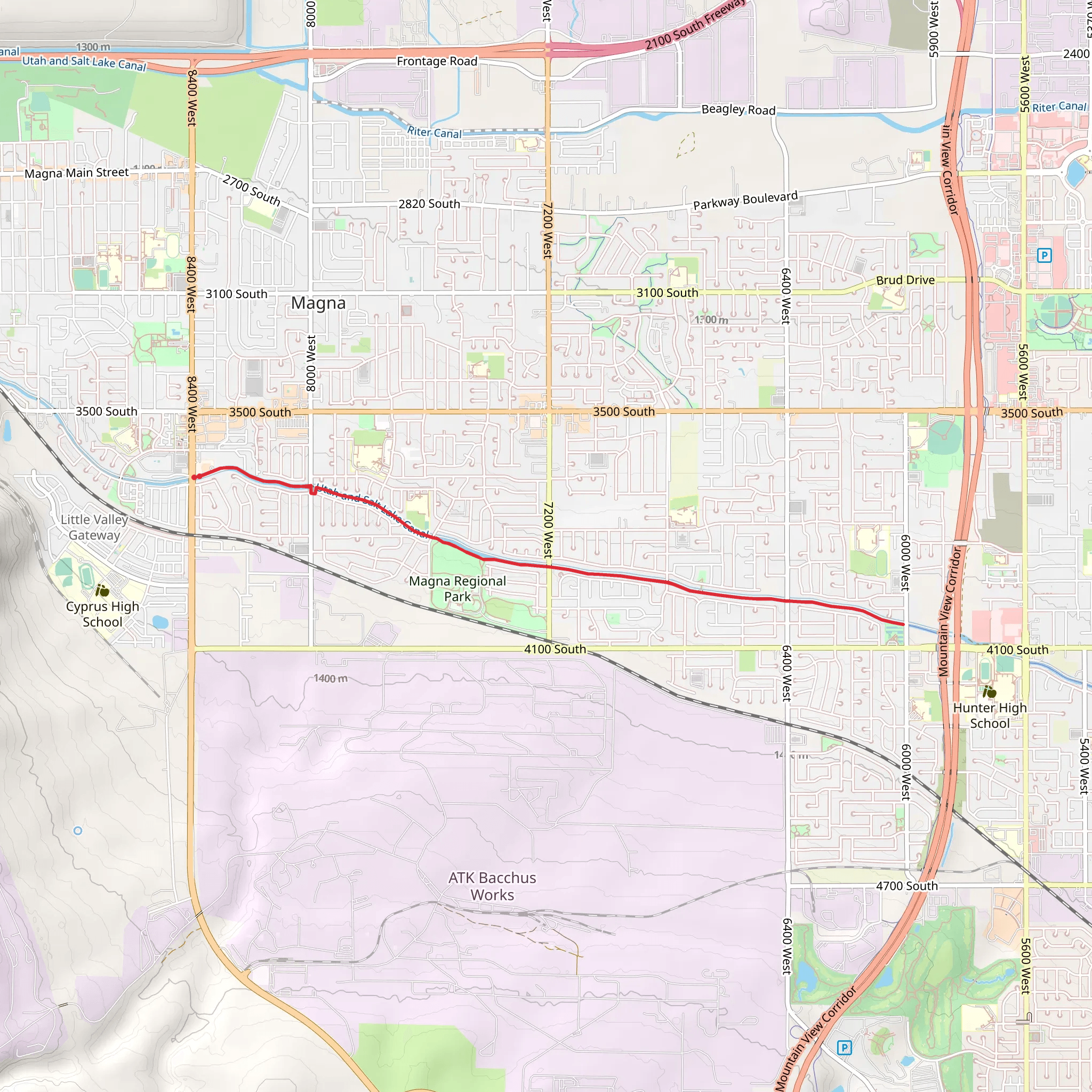 Utah and Salt Lake Canal Trail mobile static map