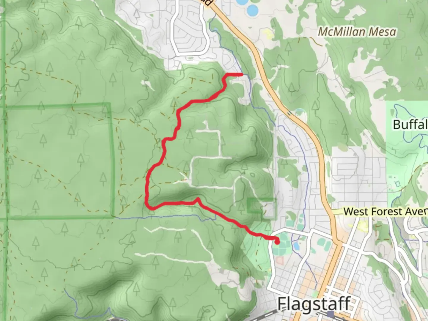 An image depicting the trail Mars Hill Trail and Observatory Mesa and its surrounding area.