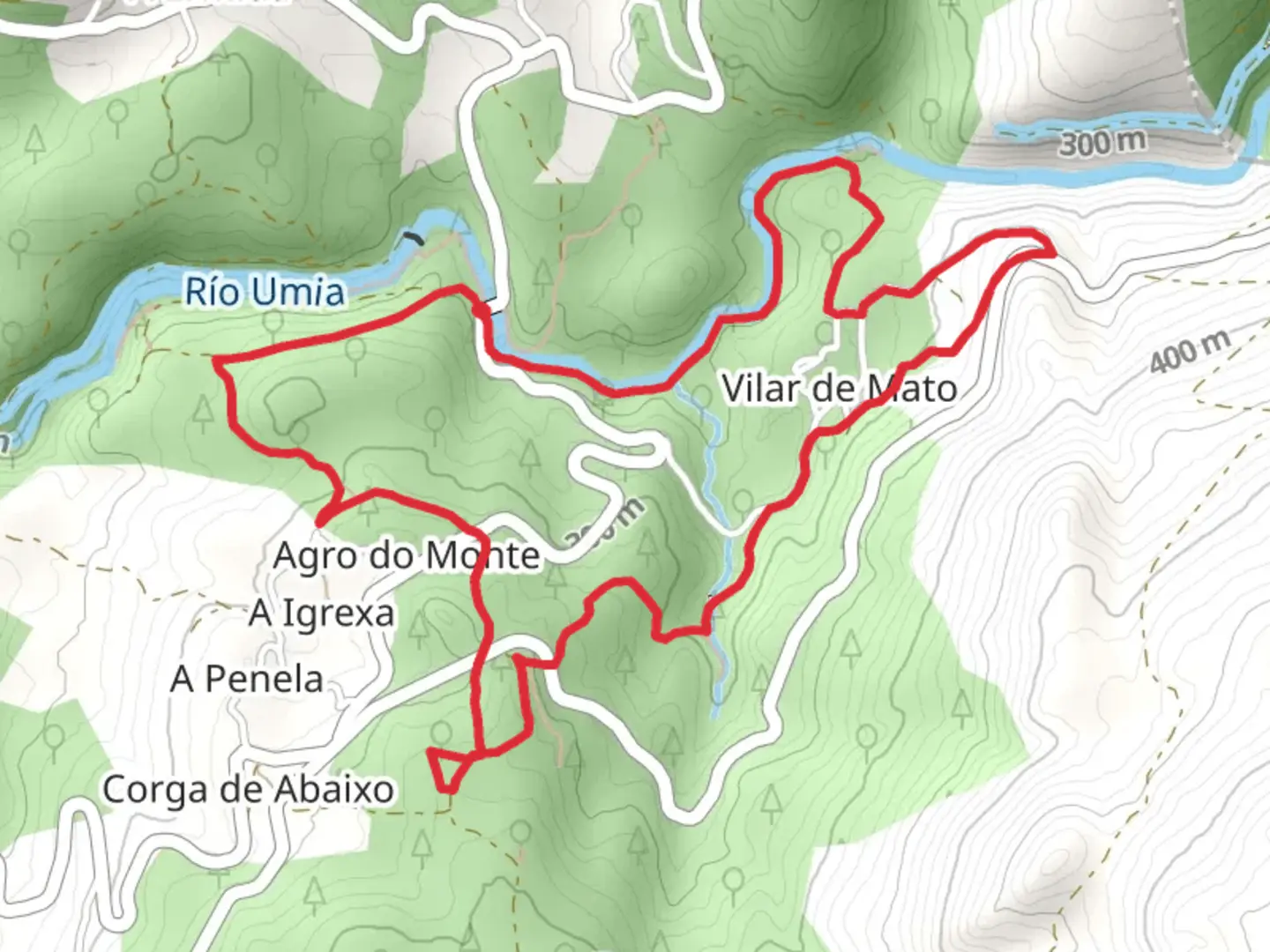 An image depicting the trail PR G 123 Senda Peonil da Ponte do Ramo and its surrounding area.