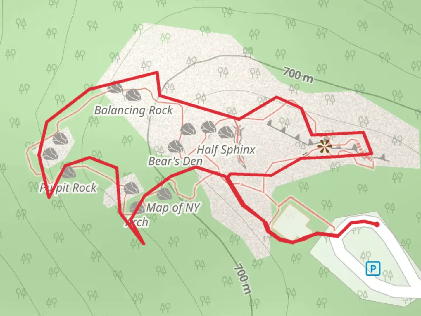An image depicting the trail Rock City Loop and its surrounding area.