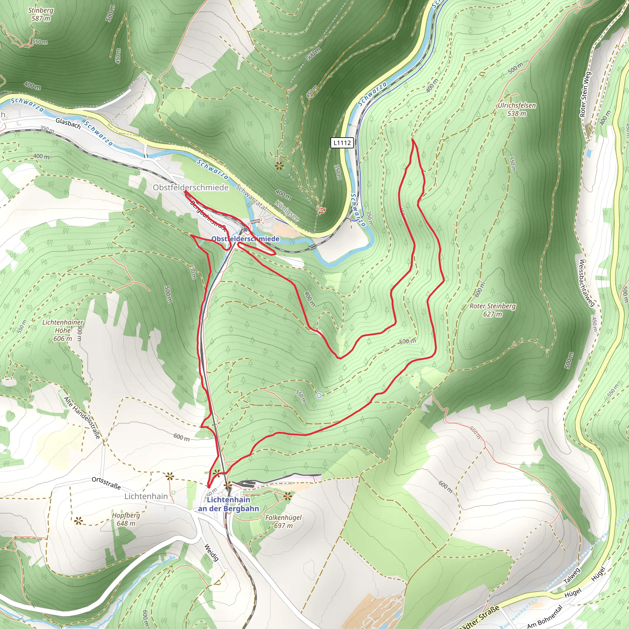 Olitaetenwanderweg Mittelachse mobile static map