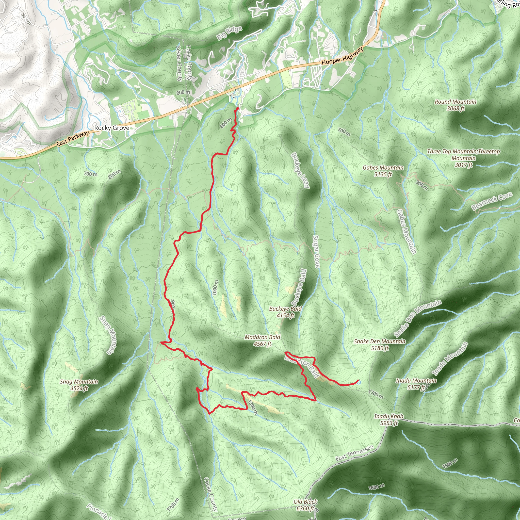 Maddron Bald Trail mobile static map