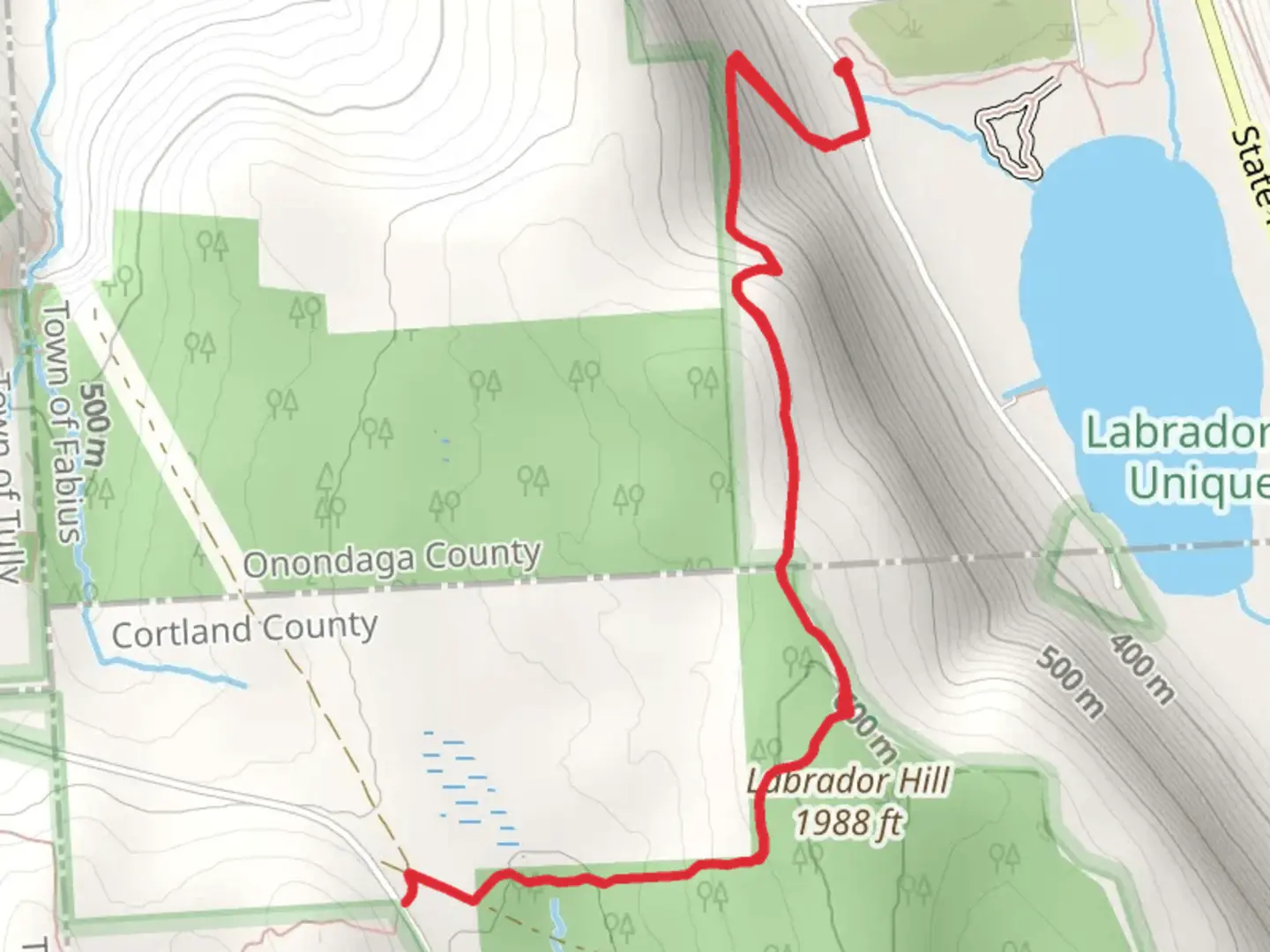 An image depicting the trail Skyline Trail from Labrador Pond and its surrounding area.