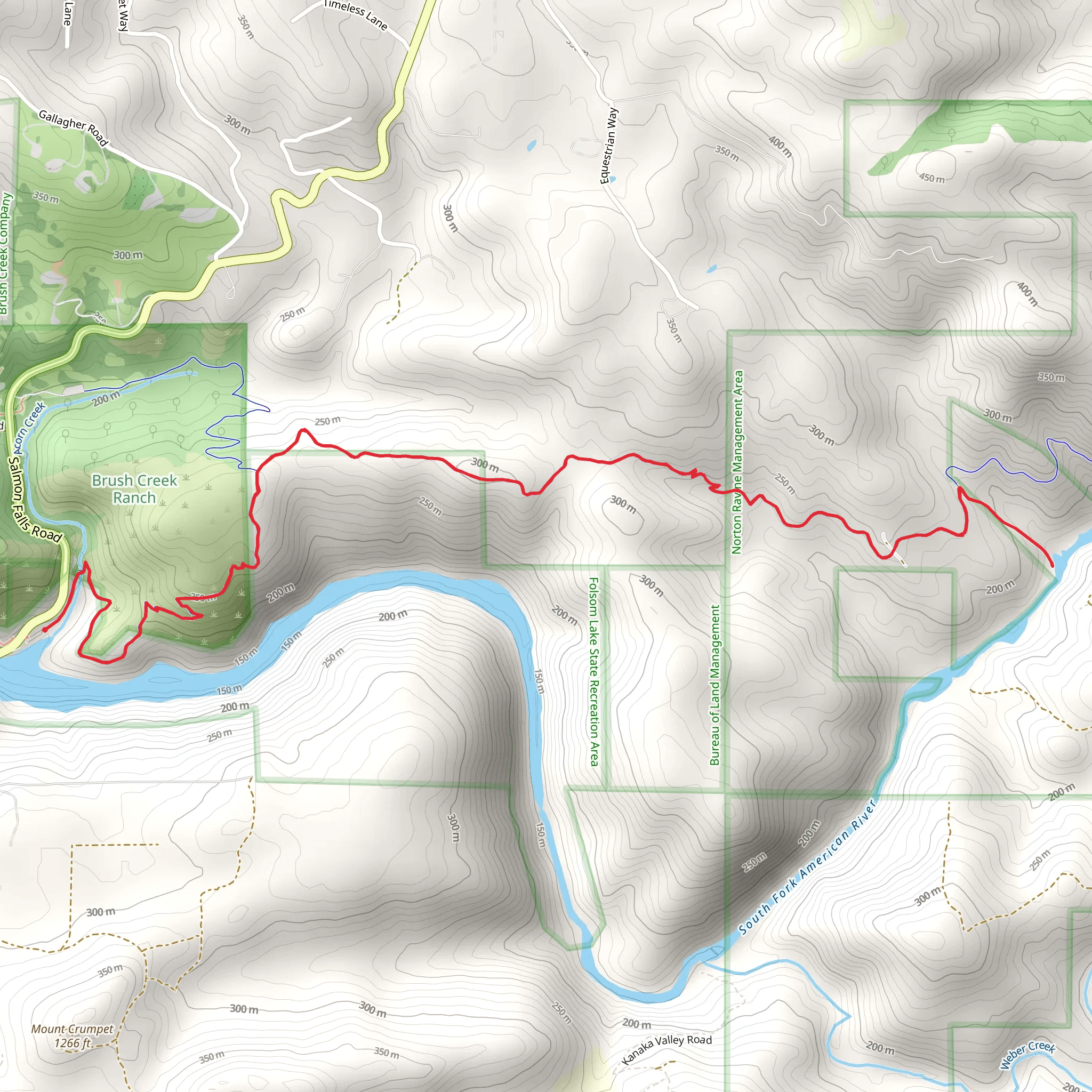Satan's Cesspool via South Fork American River Trail mobile static map