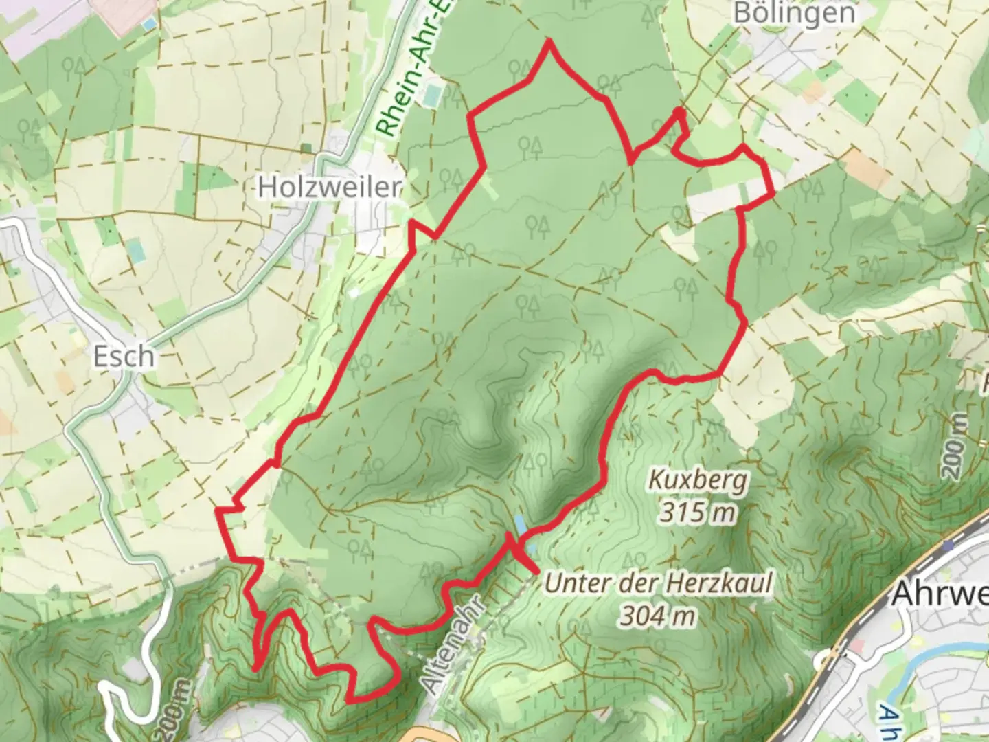 An image depicting the trail Bölingen Loop and its surrounding area.