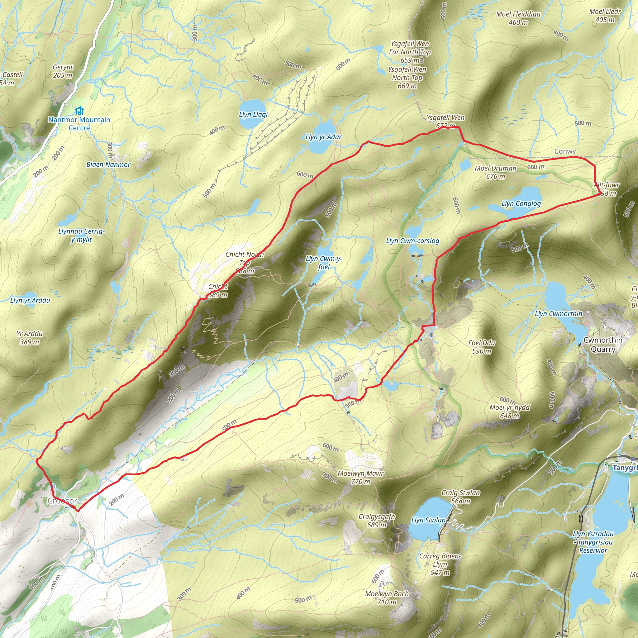 Cnicht - Moel Druman and Allt-fawr from Croesor mobile static map